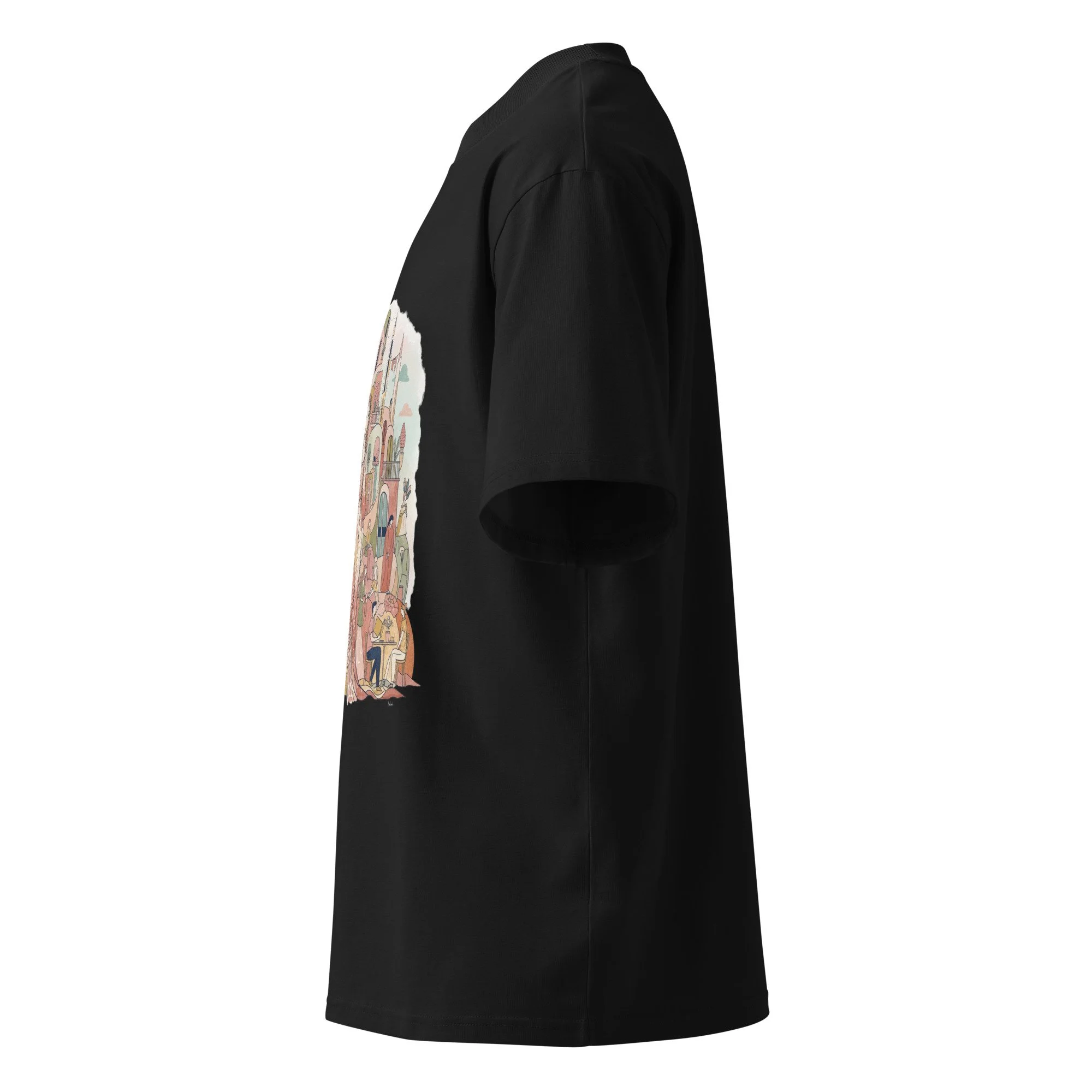 Unisex Organic Cotton High Neck T-Shirt | Artistic Illustration Graphic