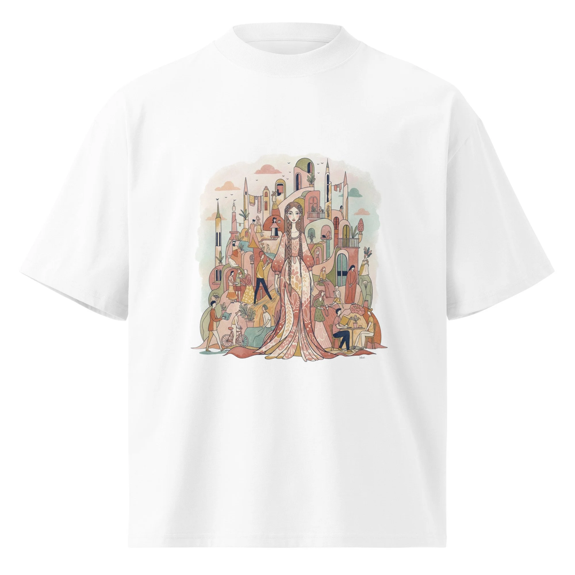 Unisex Organic Cotton High Neck T-Shirt | Artistic Illustration Graphic