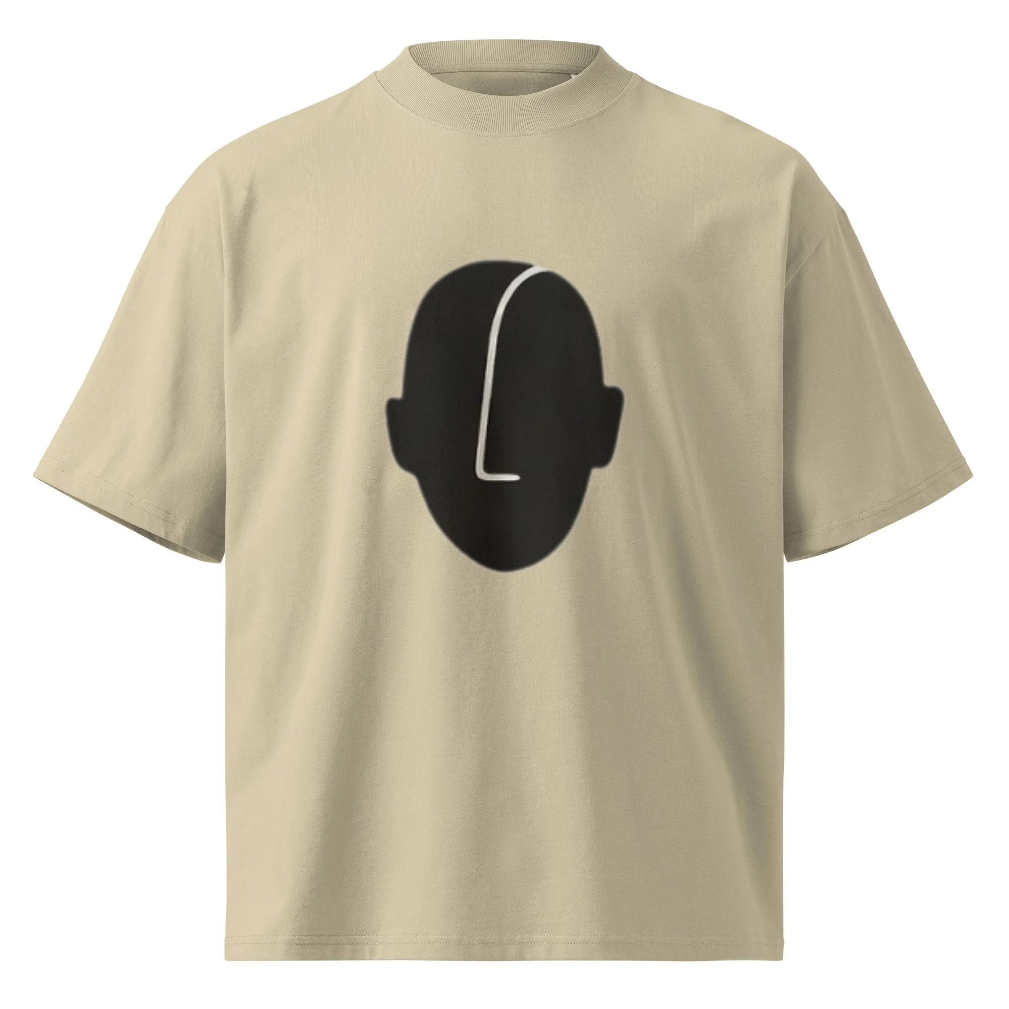 Abstract Face Oversized High Neck T-Shirt | Heavyweight Organic Cotton Streetwear