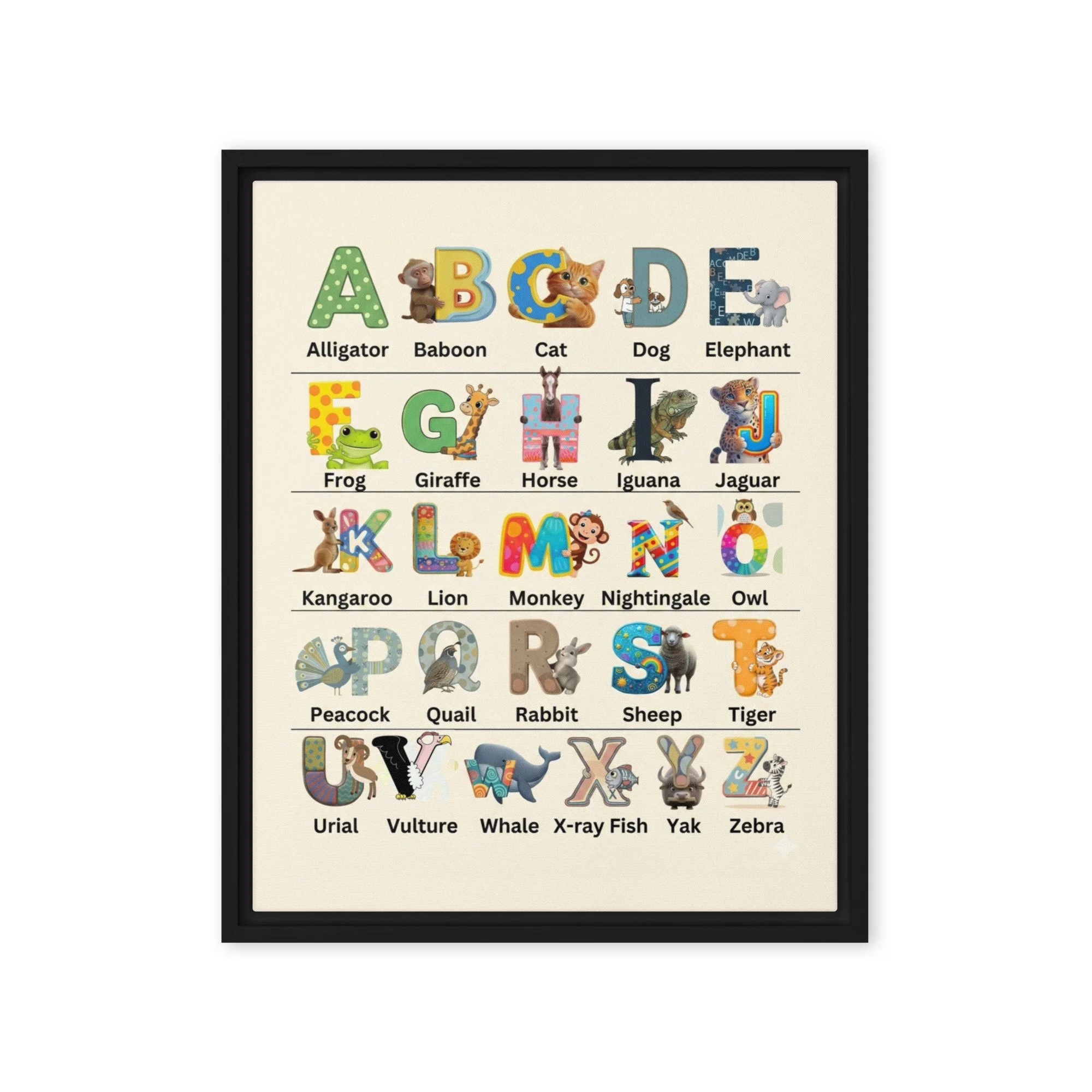 Montessori A-Z Animal Kingdom Framed Canvas