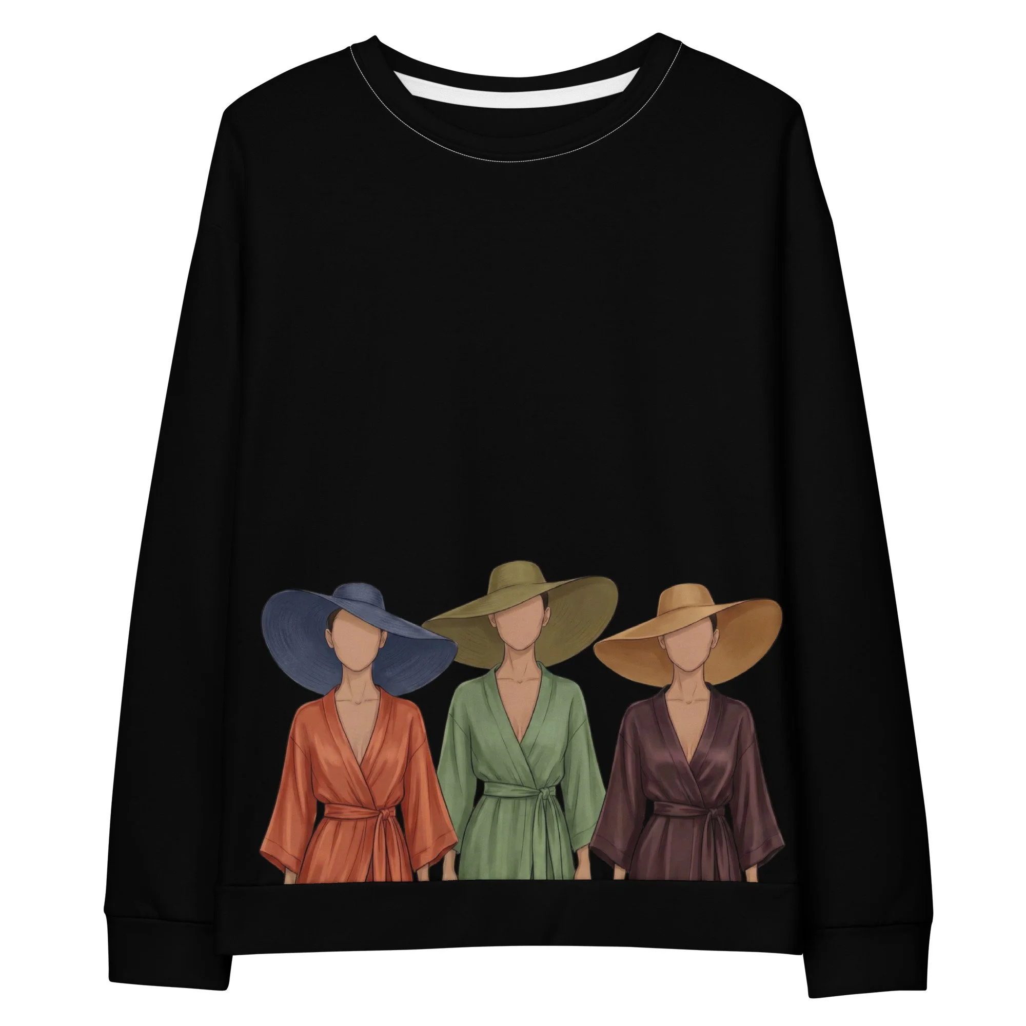 Oversized Unisex Sweatshirt | Chic Wide Brim Hat Fashion Illustration Streetwear