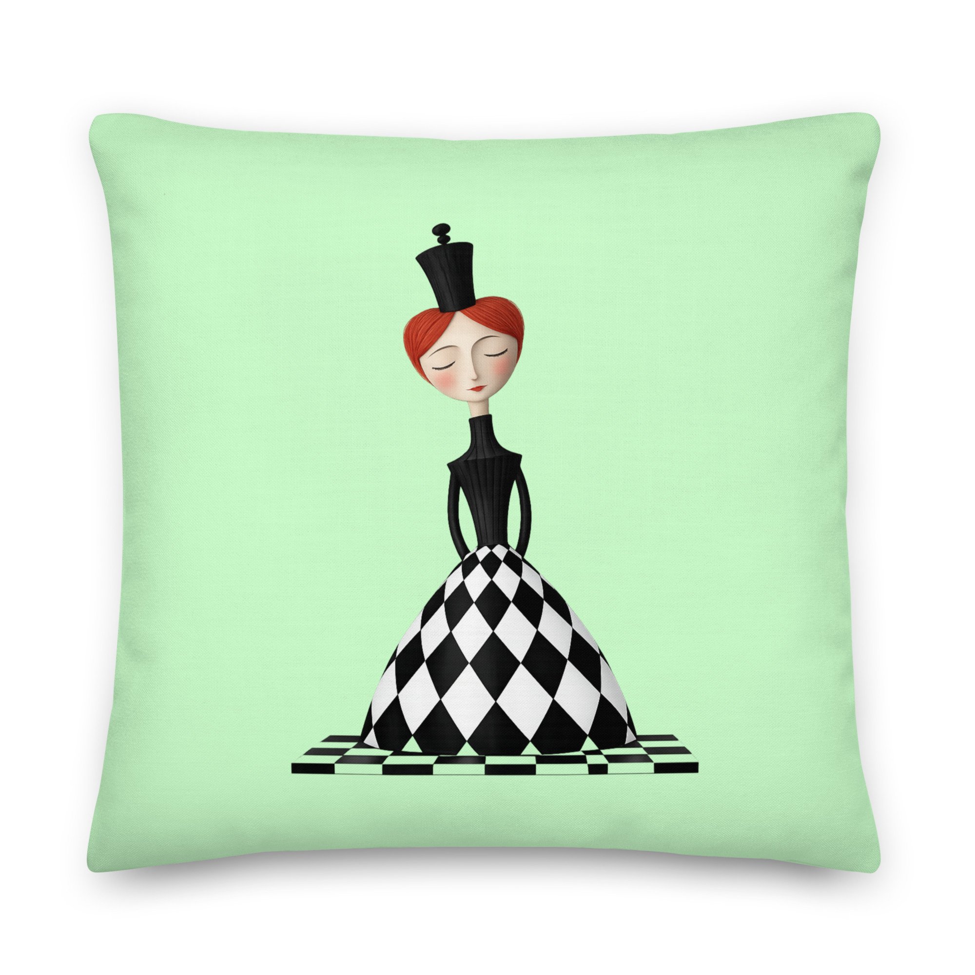 Queen of Diamonds Accent Pillow | Soft Pastel Green | 18x18 / 22x22