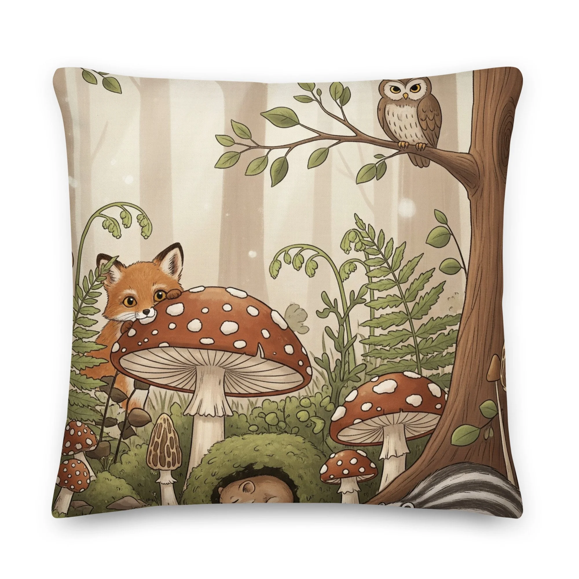 Woodland Forest Mushroom Accent Pillow | 18x18 / 22x22