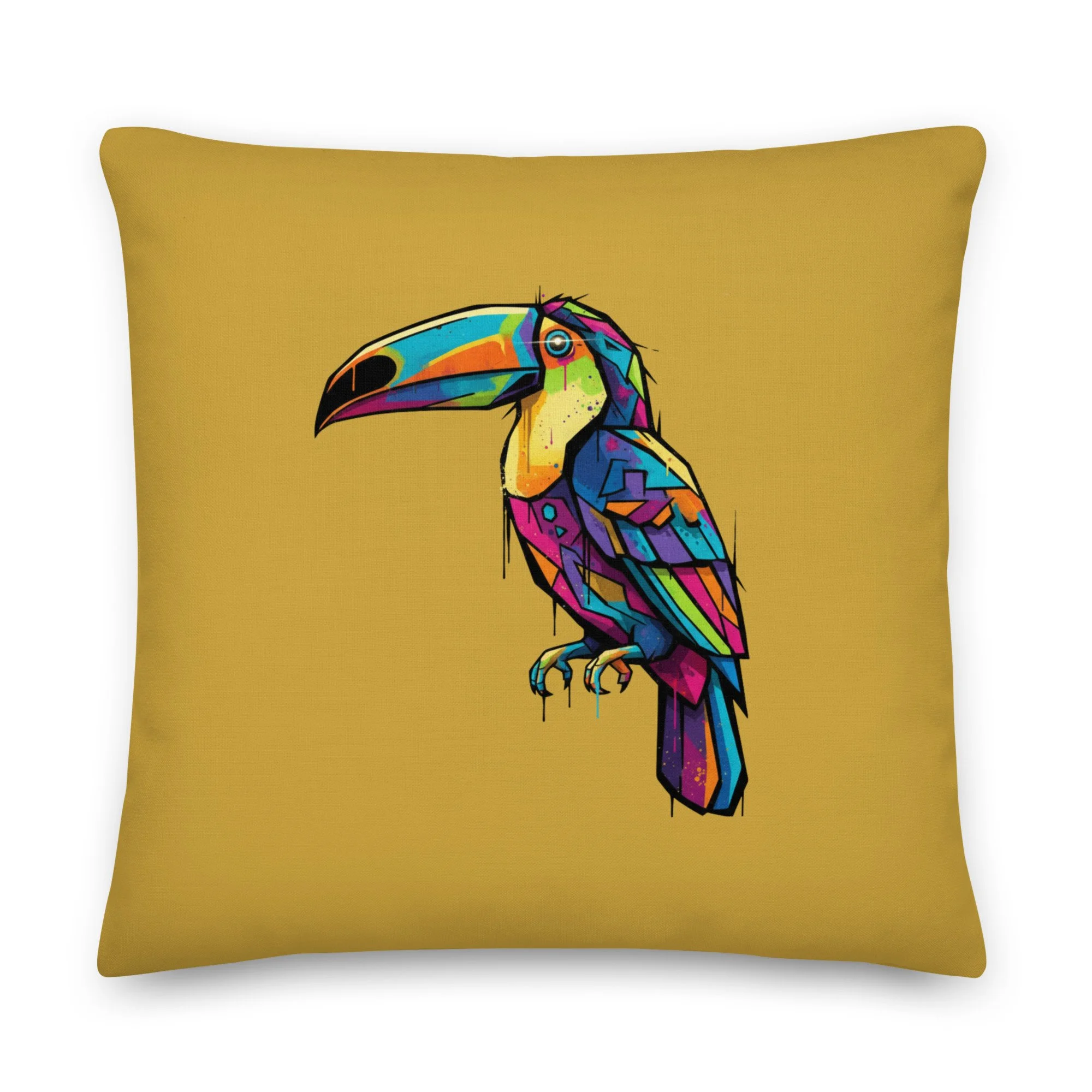 Tropical Toucan Accent Pillow | Mustard Yellow | 18x18 / 22x22
