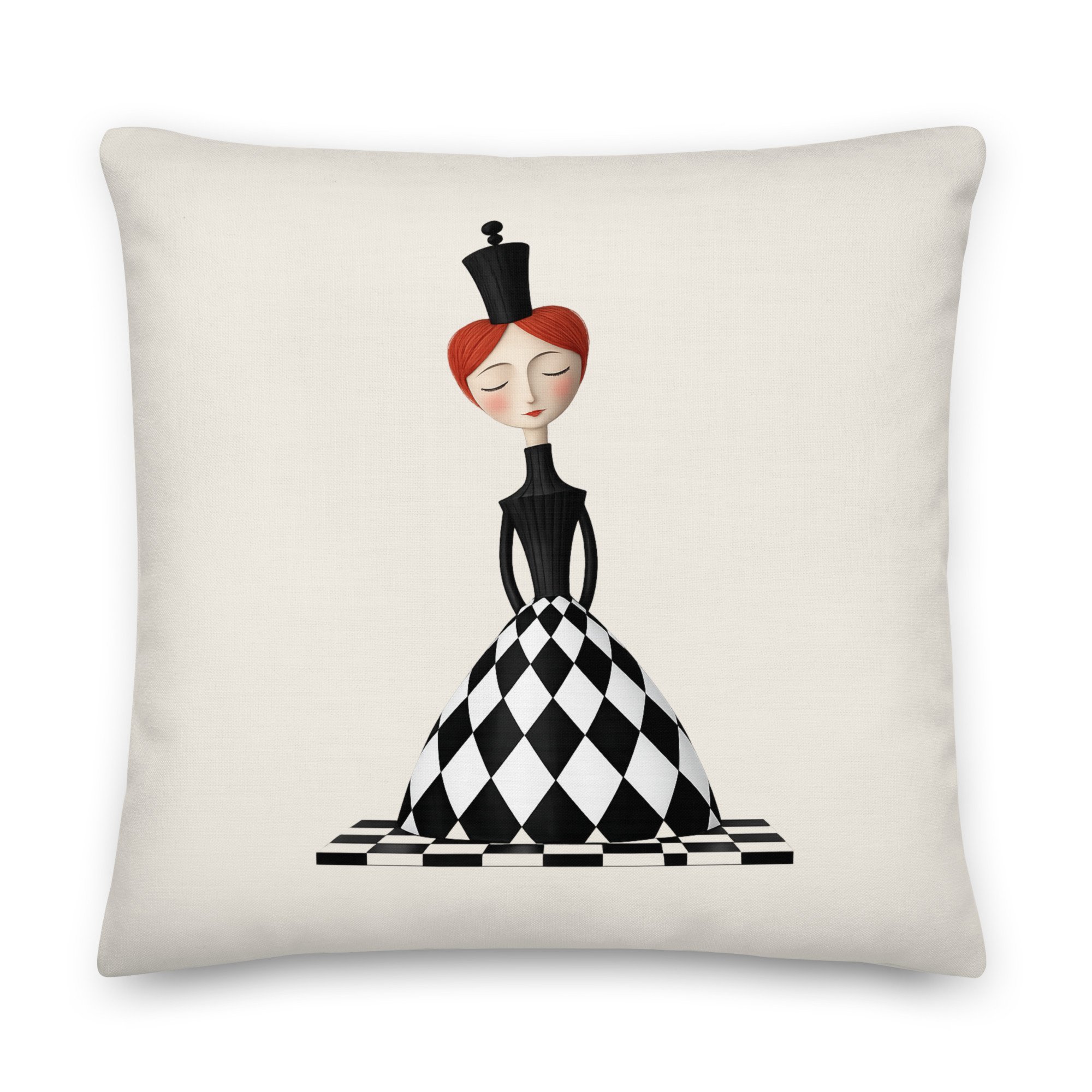 Queen of Diamonds Accent Pillow | Ivory White |  18x18 / 22x22