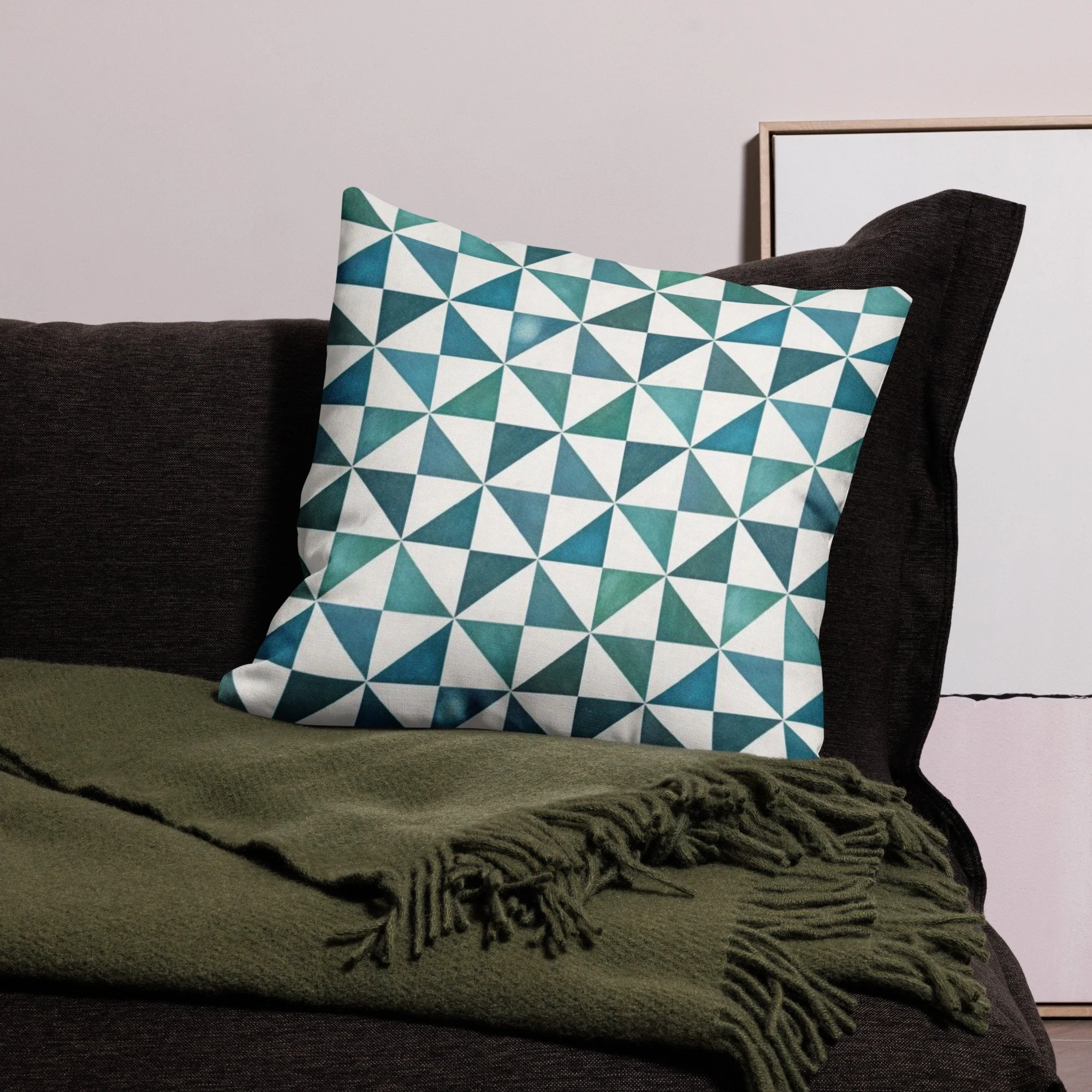 Geometric Accent Pillow | Turquoise | 18x18 / 22x22