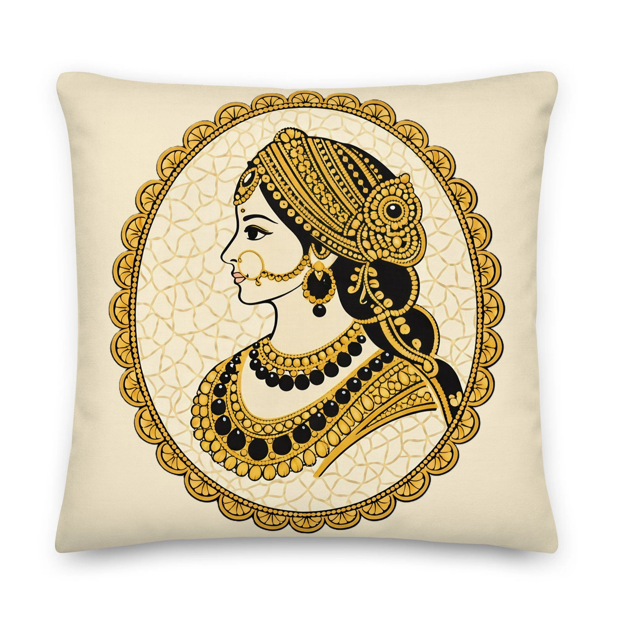 Regal Portrait Accent Pillow | Gold & Black | 18x18 / 22x22