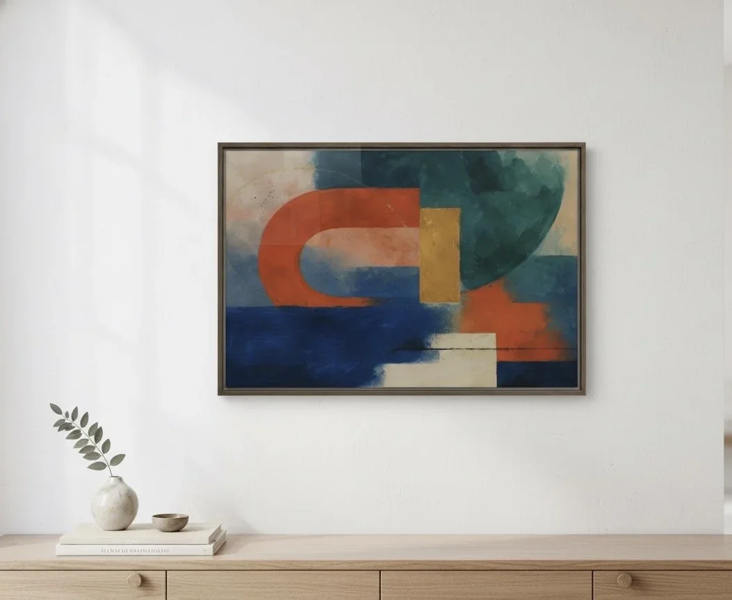 Museum of Hours : Framed Canvas Wall Art  | Modern Art (24''X36'')