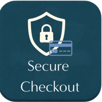 Icon of a shield with a lock and a credit card above the words "Secure Checkout."