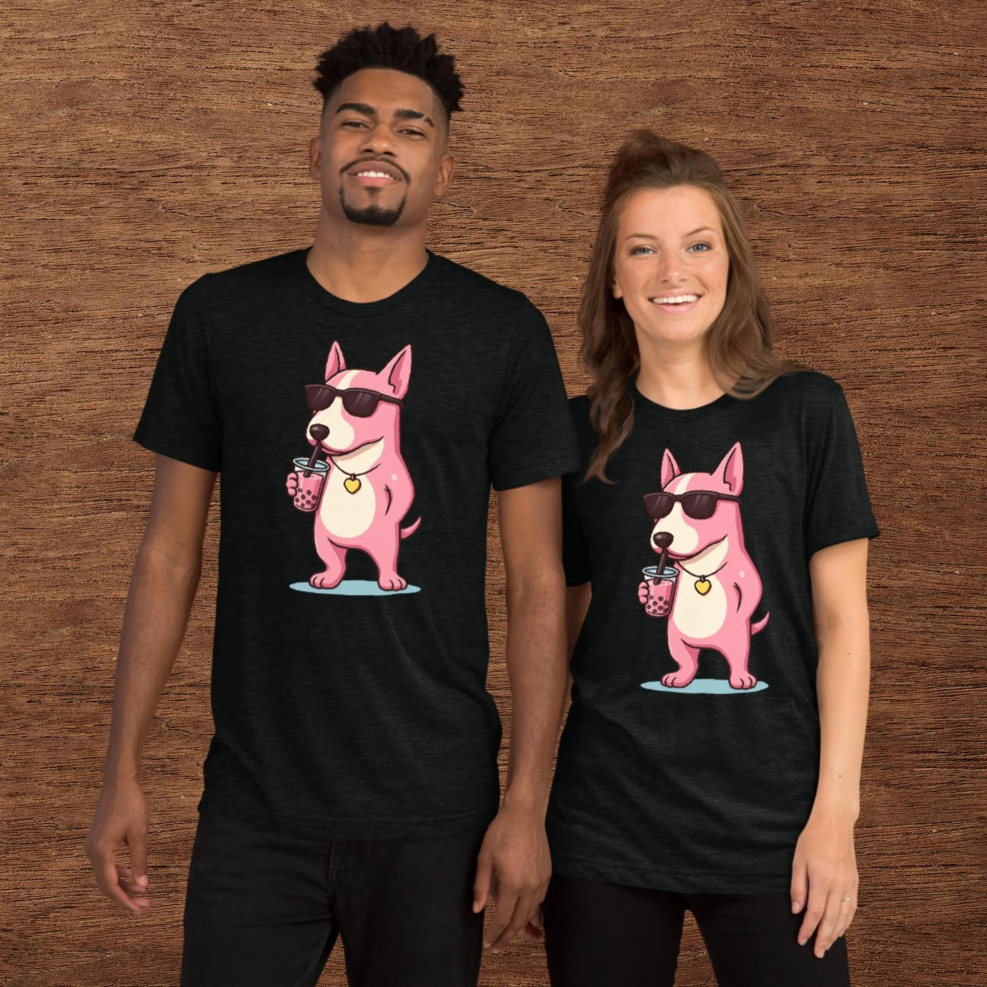 Mini Bullterrier with Boba: Short sleeve t-shirt