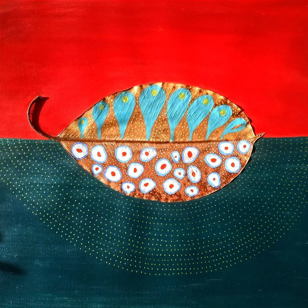 2024 Leaf fish 50x50 mixed media on canvas NOT AVAILABLE.JPG