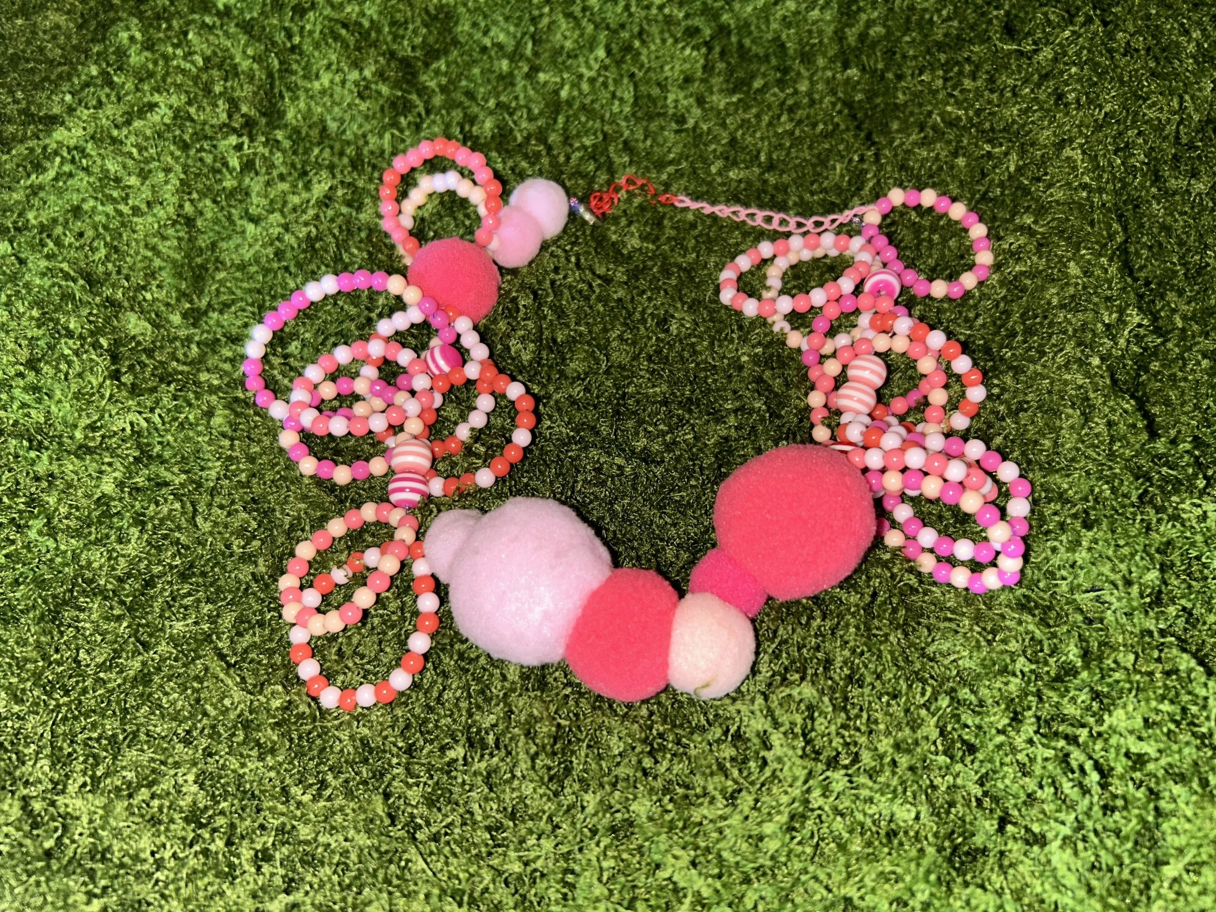 Organic Lemon ✰ Handmade Beaded Pom-Pom Necklace