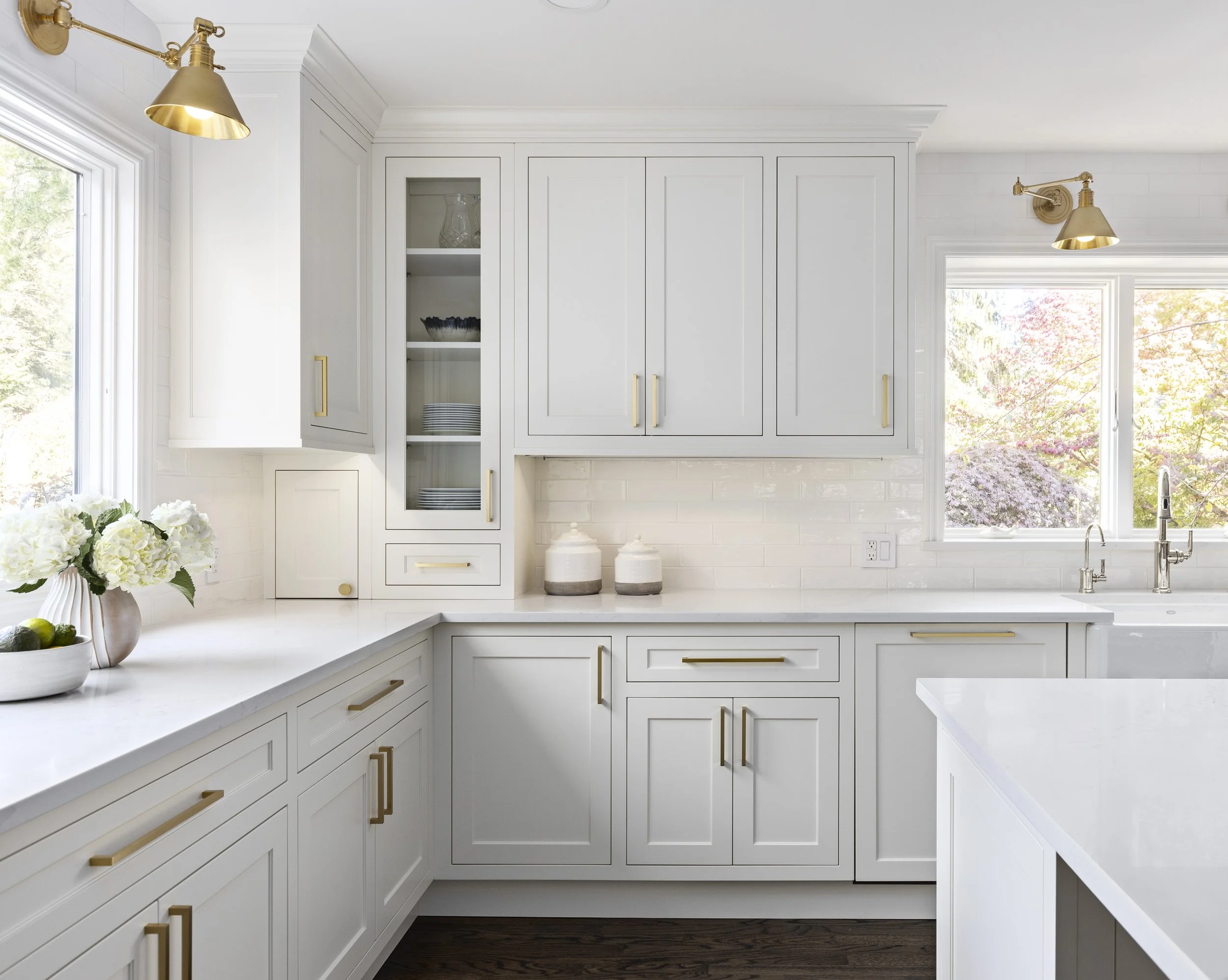 White Kitchen with Brass and Nickel Hardware