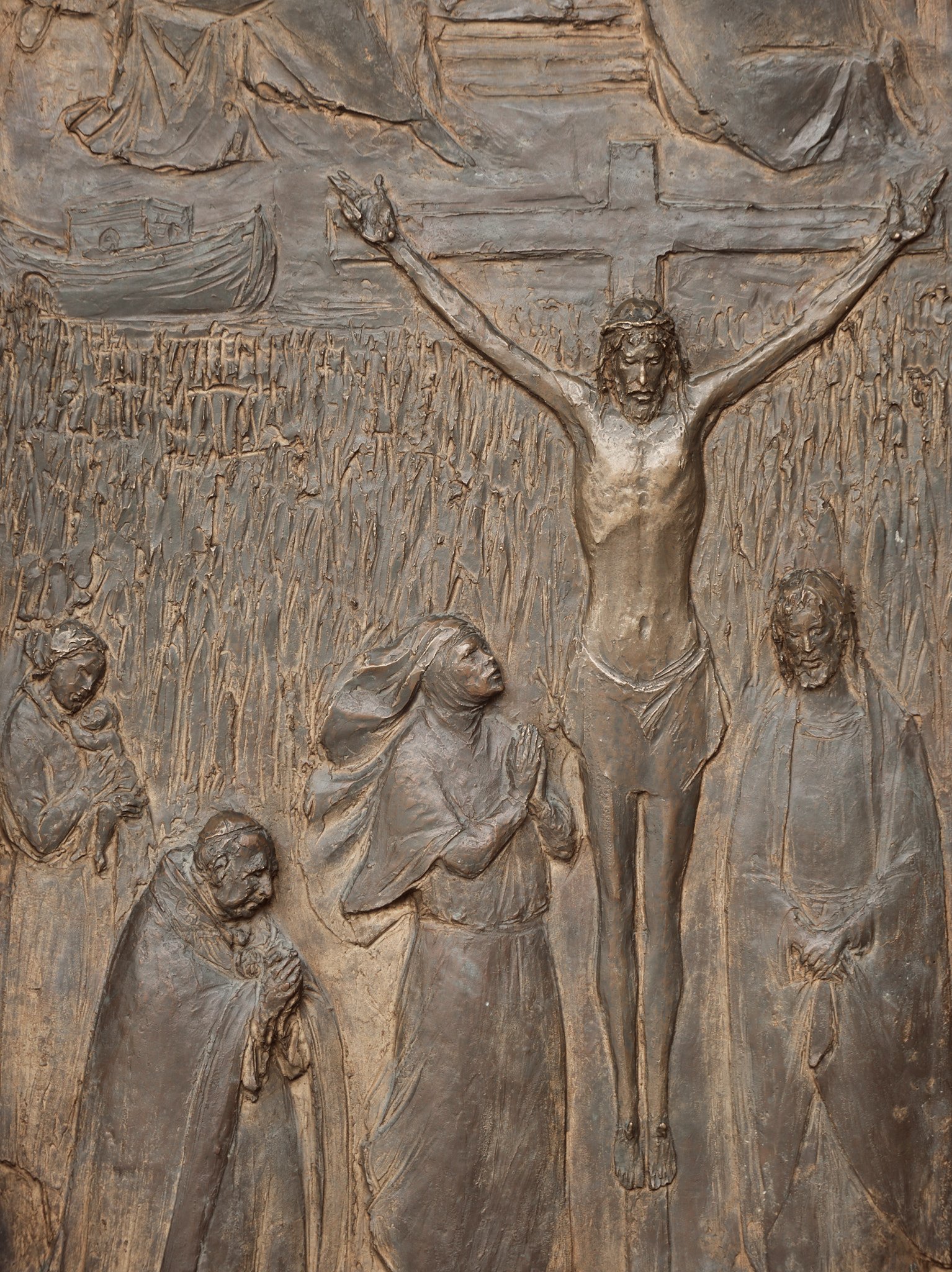 san-paolo-fuori-le-mura-interior-crucifixion-bas-relief-stone-warm