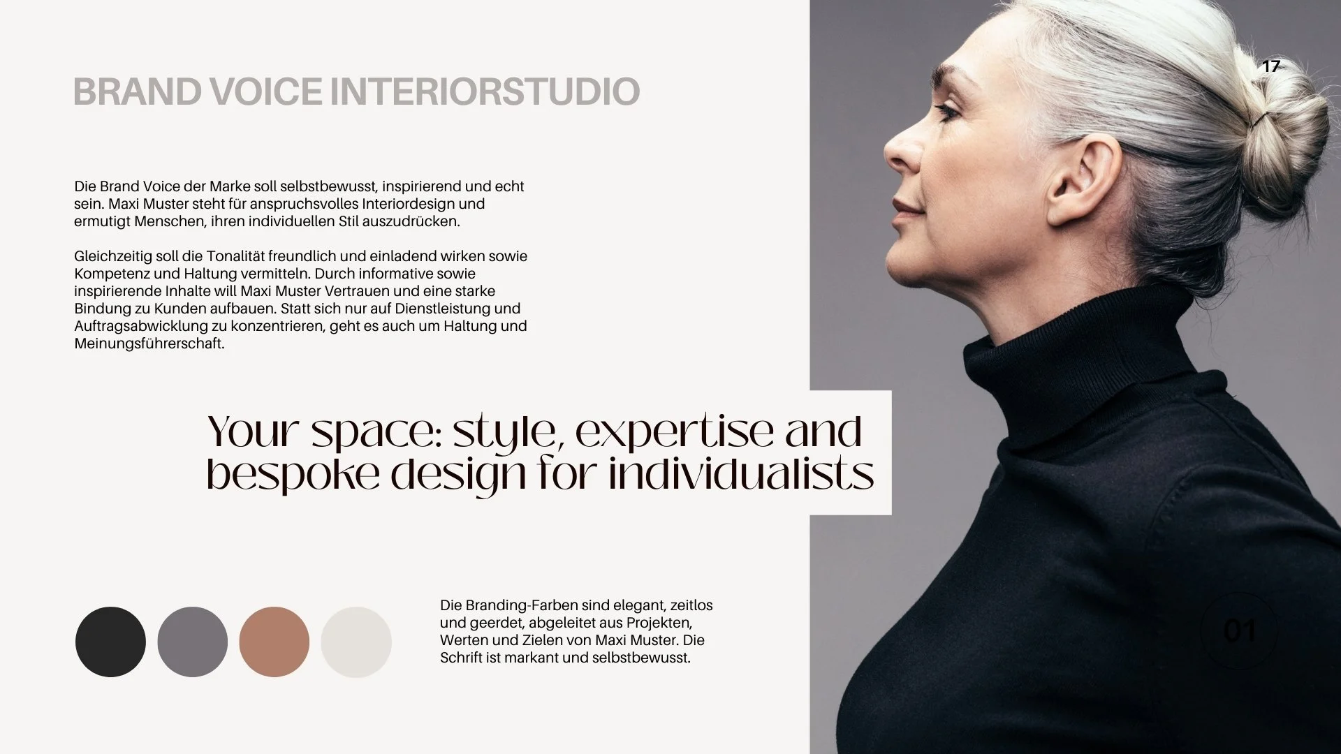 Frai schwarzem Pulli mit grauem Haaren, Auszug aus Clear&Booked