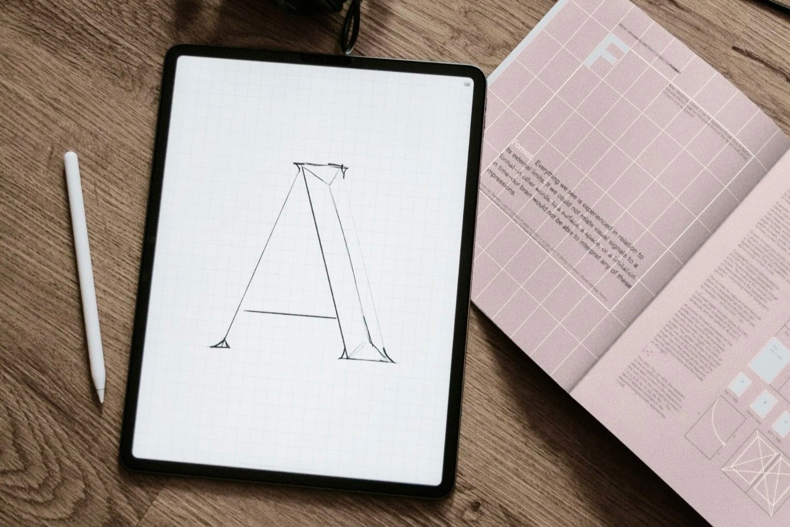 Ipad mit einer Skizze vom großen A