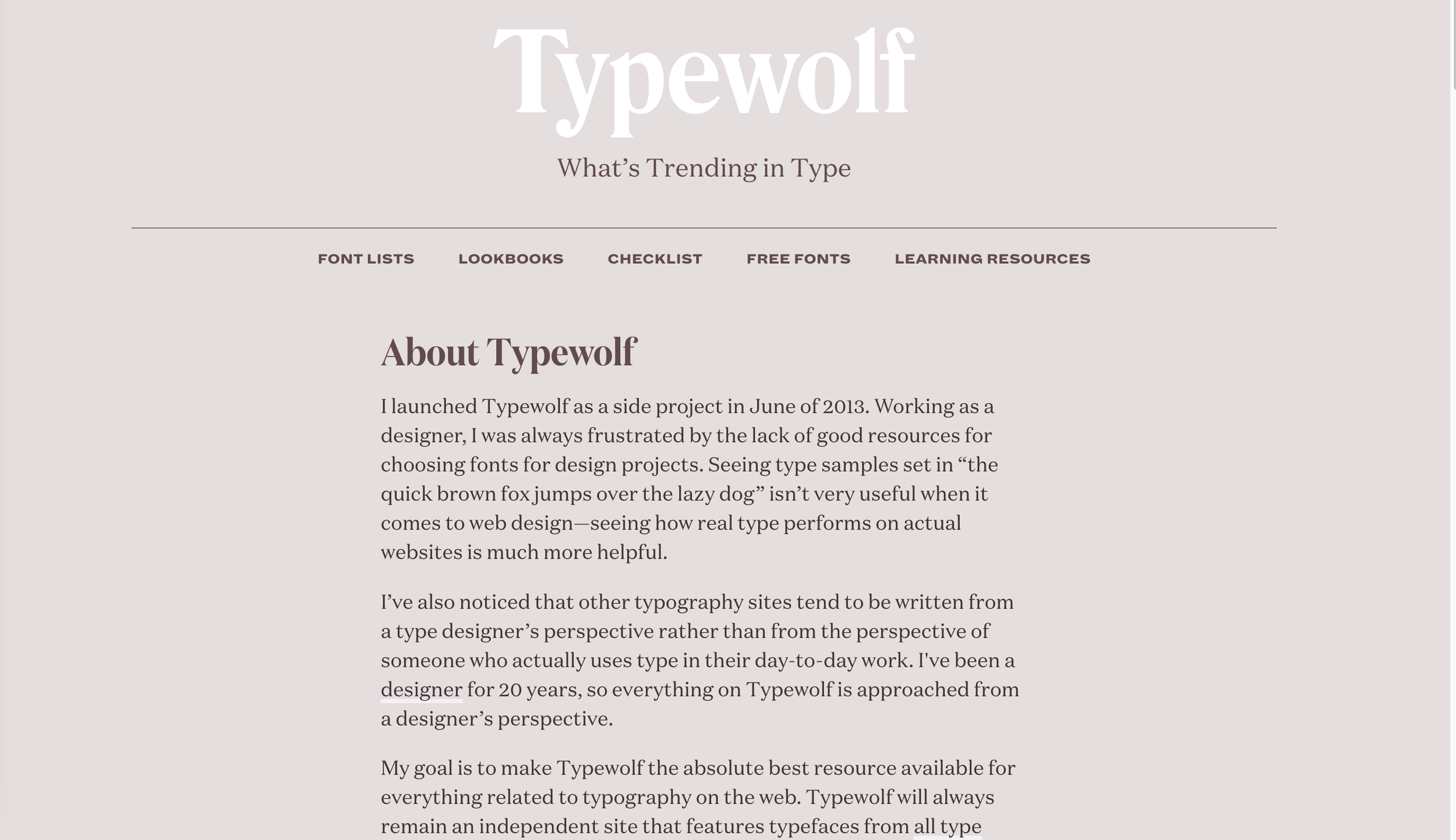 Sreenprint Text auf rosa Untergrund, Beispiel typewolf