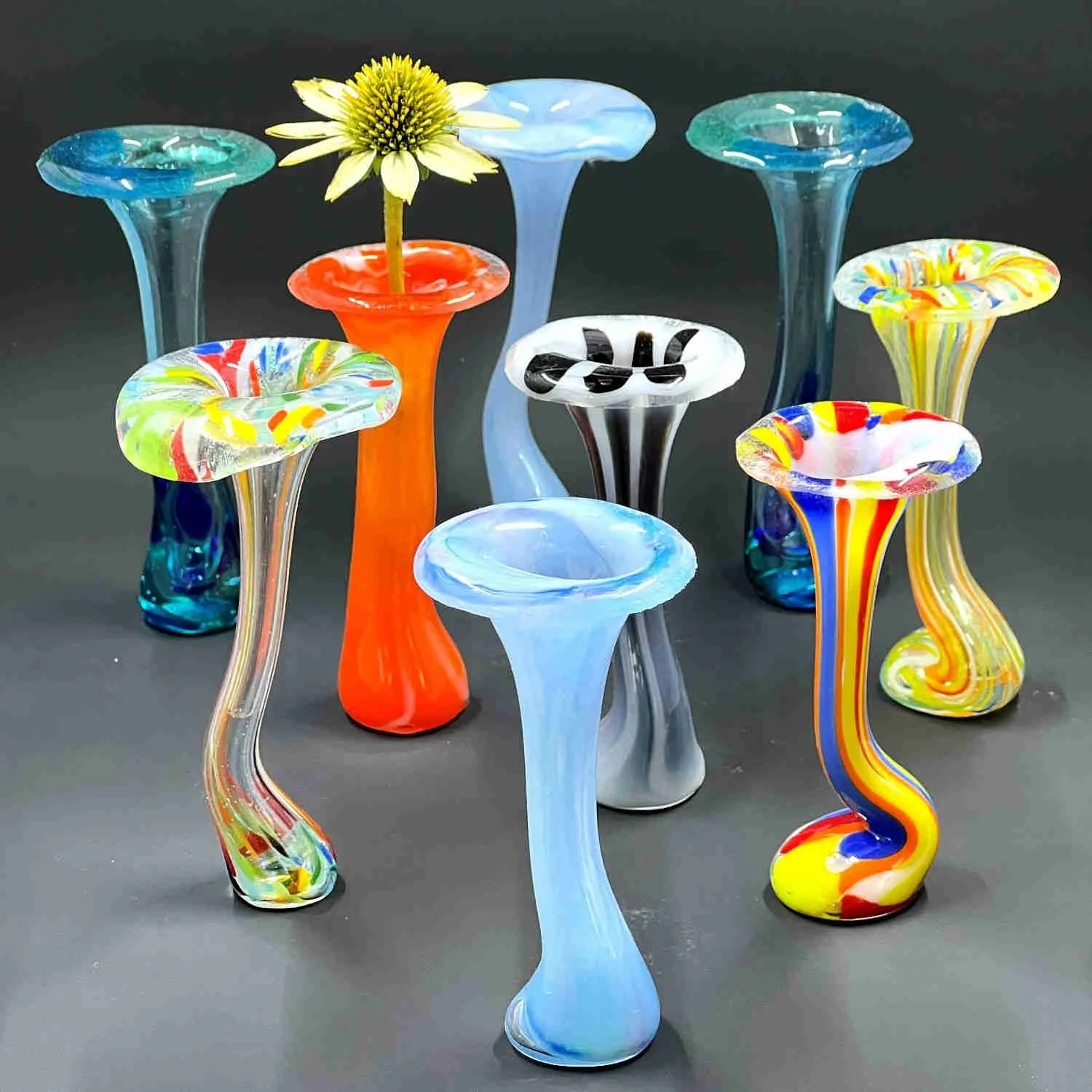 fused glass drop vases