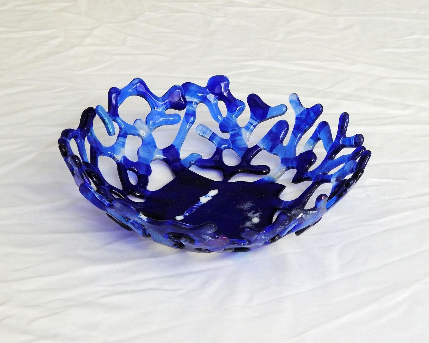 fused glass coral bowl