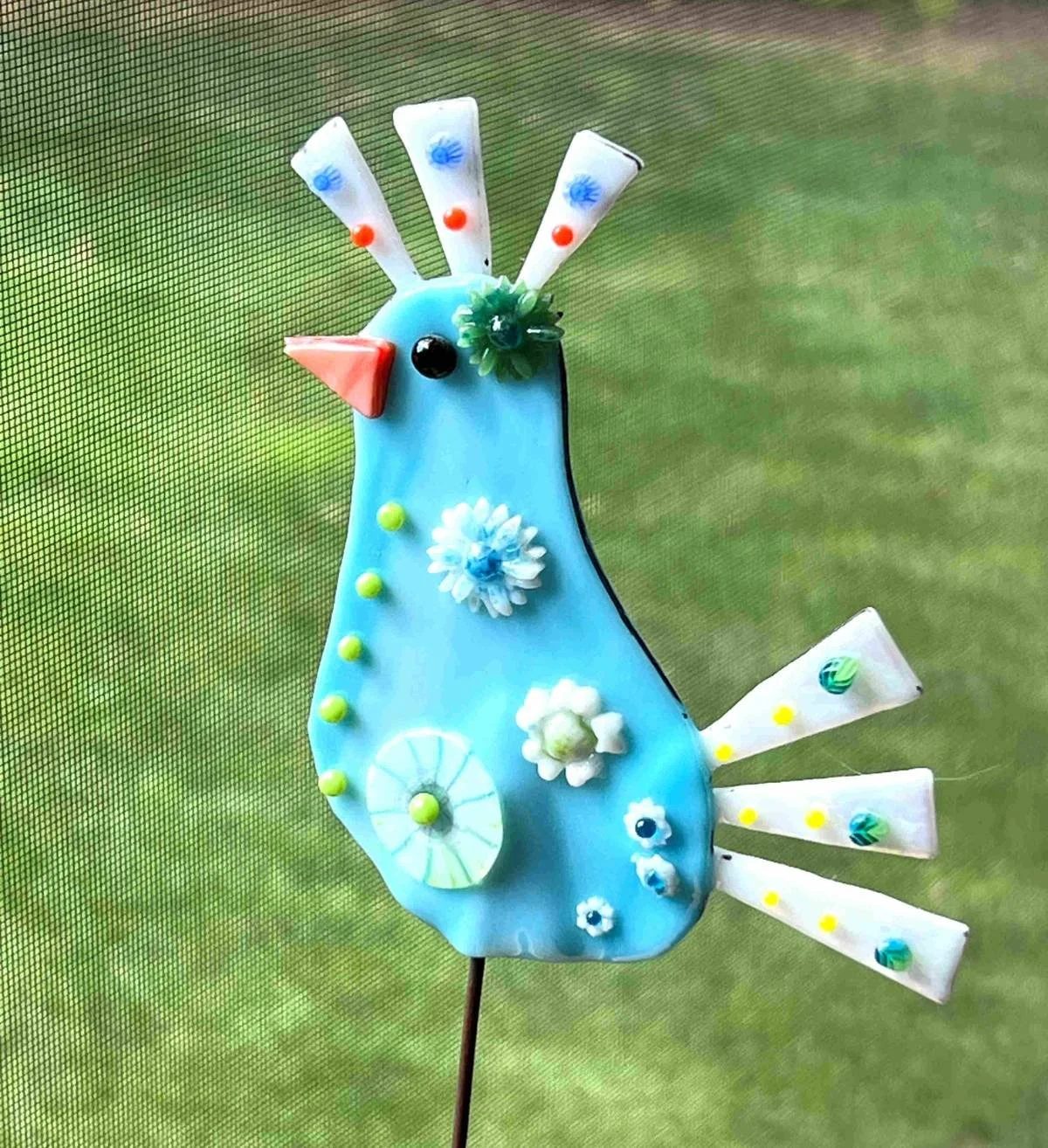 fused glass party bird
