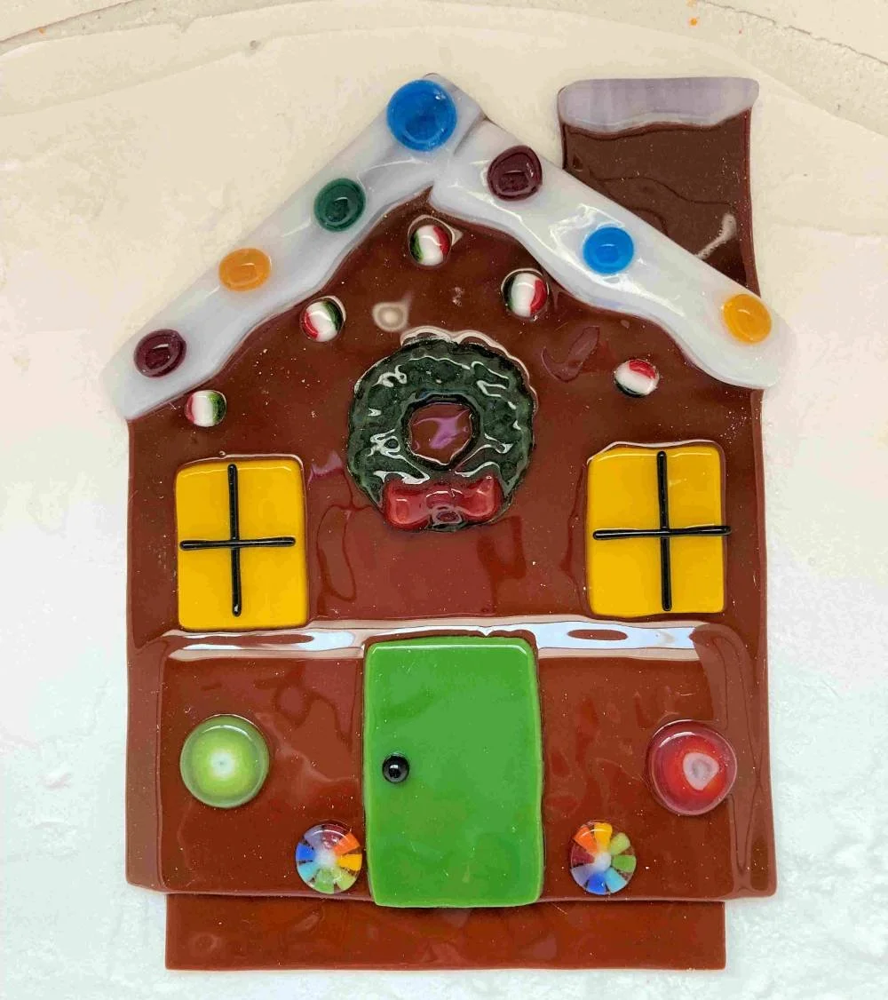fused glass gingerbread house