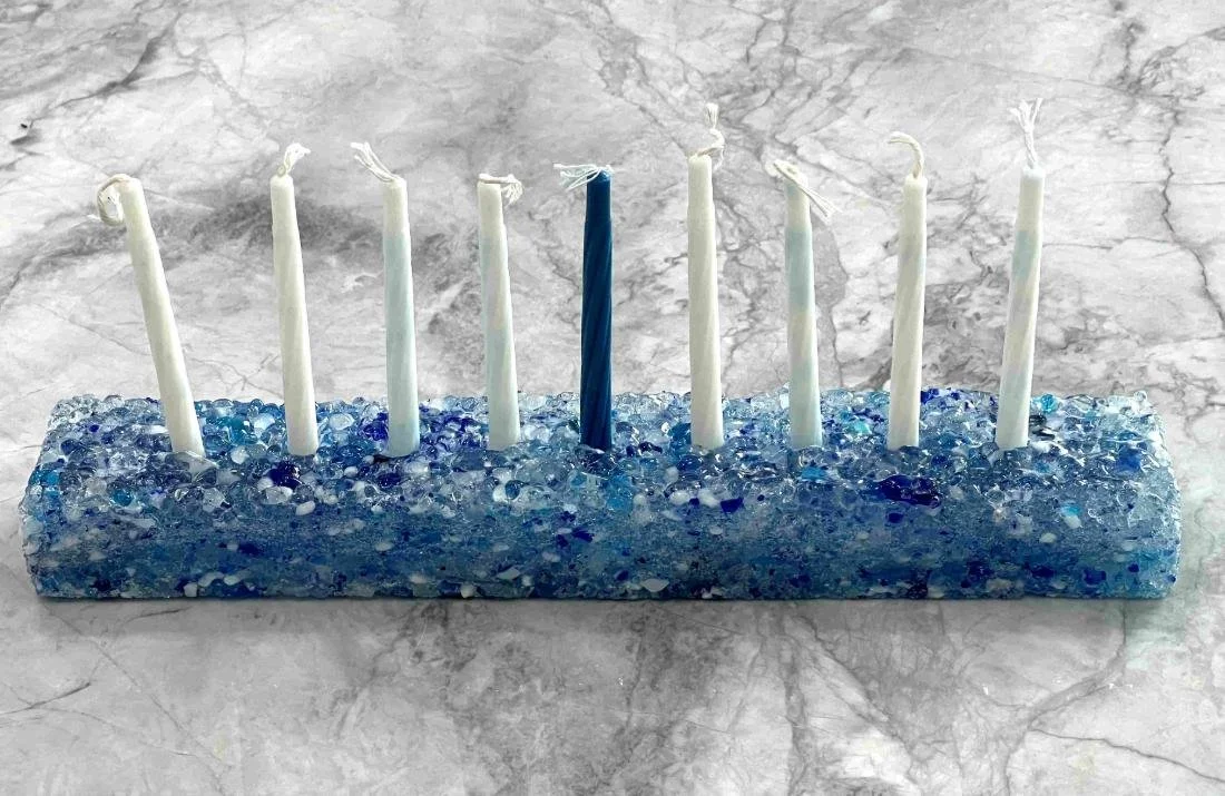 fused glass menorah