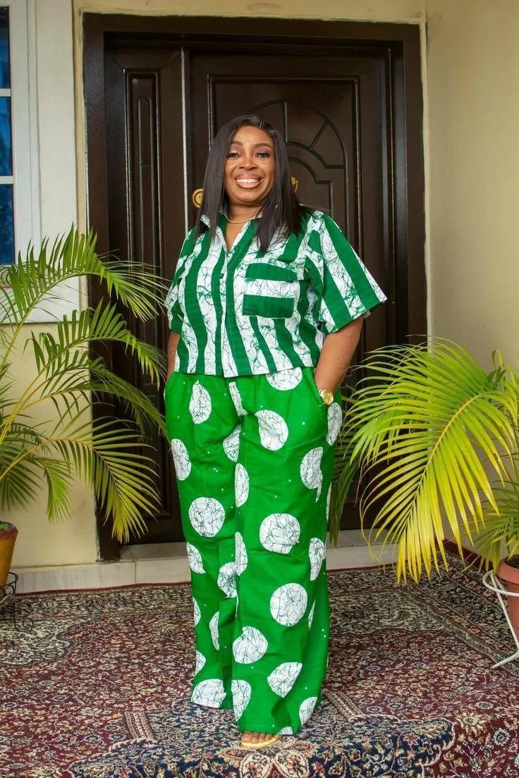 Vibrant Green Geometric Pattern Co-ord Set
