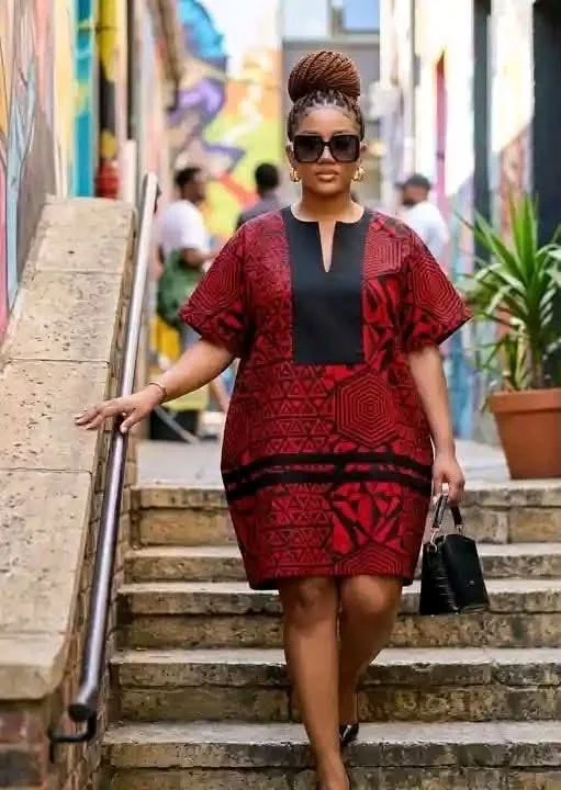 Vibrant Geometric Shift Dress