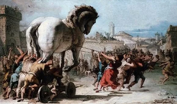 The Procession of the Trojan Horse into Troy (1760) by Giovanni Domenico Tiepolo. Featured in Fabric's leadership series. Public domain, National Gallery, London.