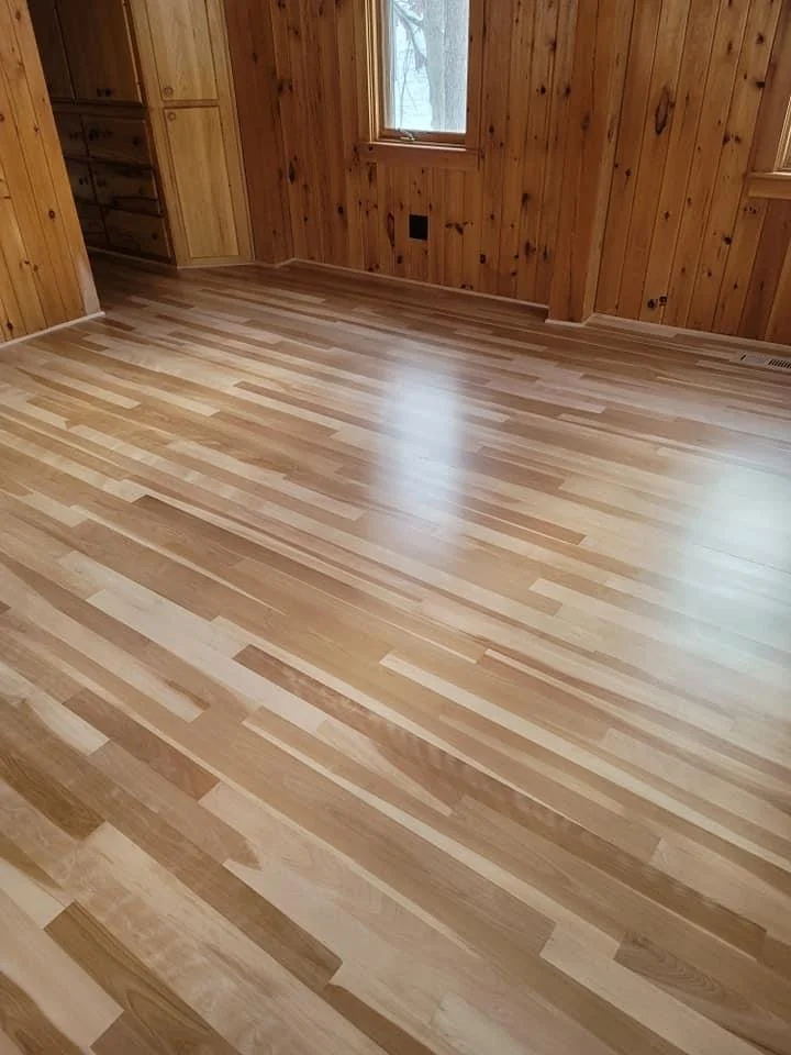 Beech wood floor with a natural finish.