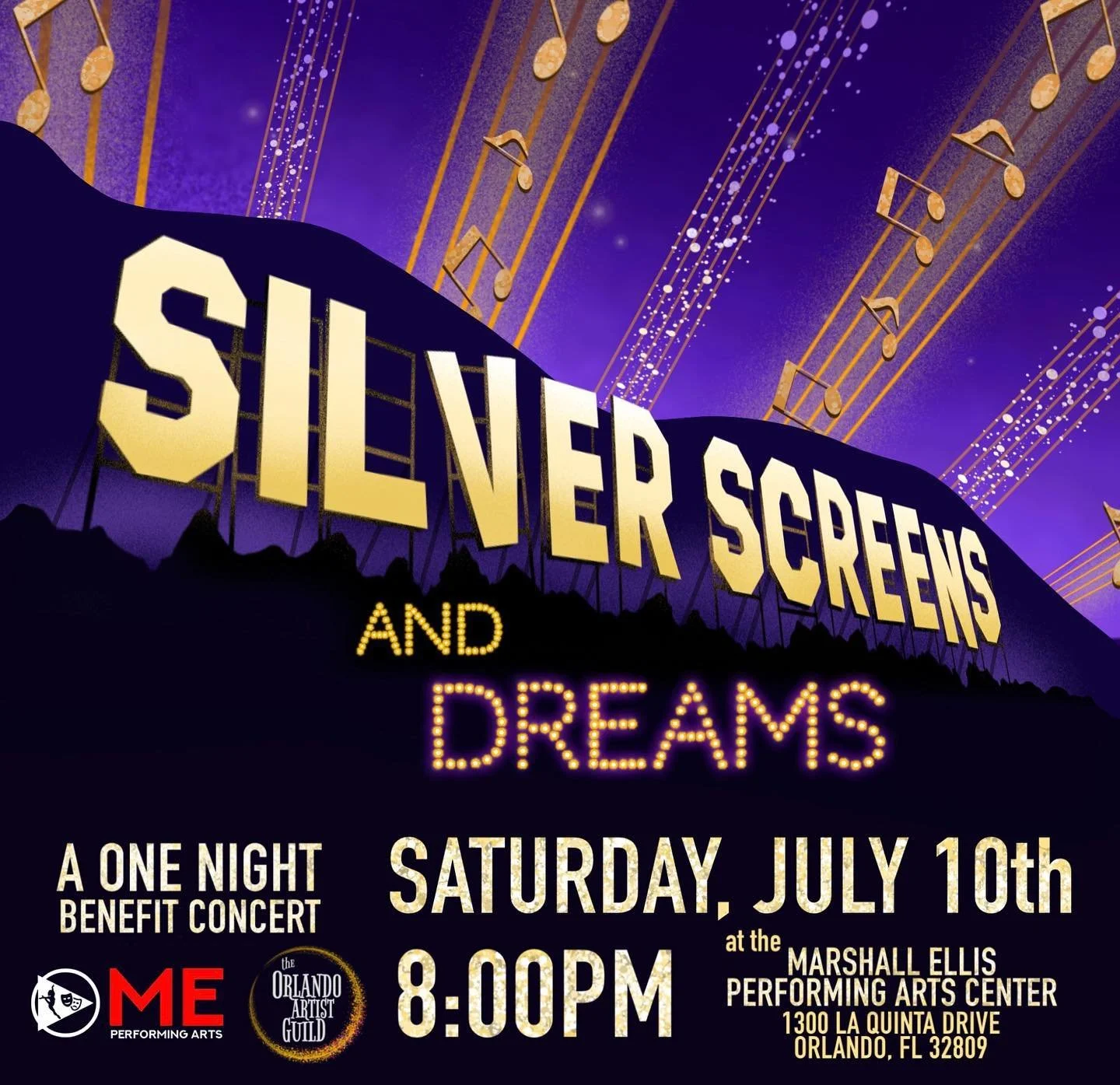 Join The Orlando Artist Guild for a one night only benefit concert featuring some of Orlando’s brightest stars as we take you to the silver screen through the movies and music that spark our dreams. Whether it was an old Hollywood classic, or t