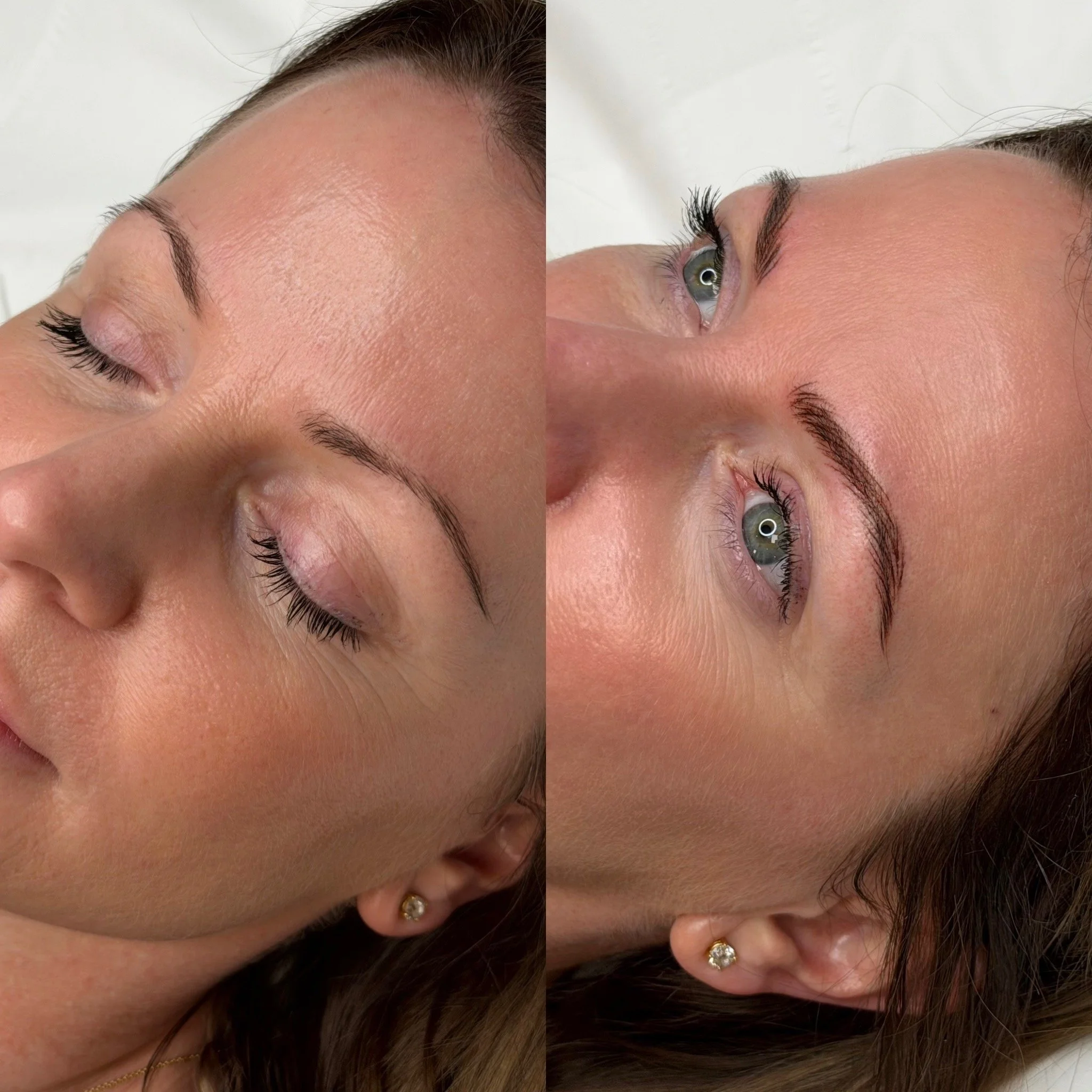 before and after hyperrealism brows detailed hairstroke pattern