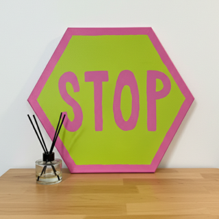 Stop the Ordinary – Neon Pop-Art Stop Sign Canvas