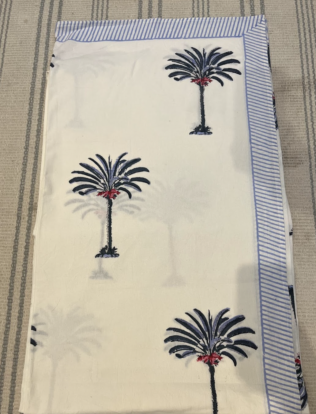 Milun Blue Palm Table Cloth 73"x120"