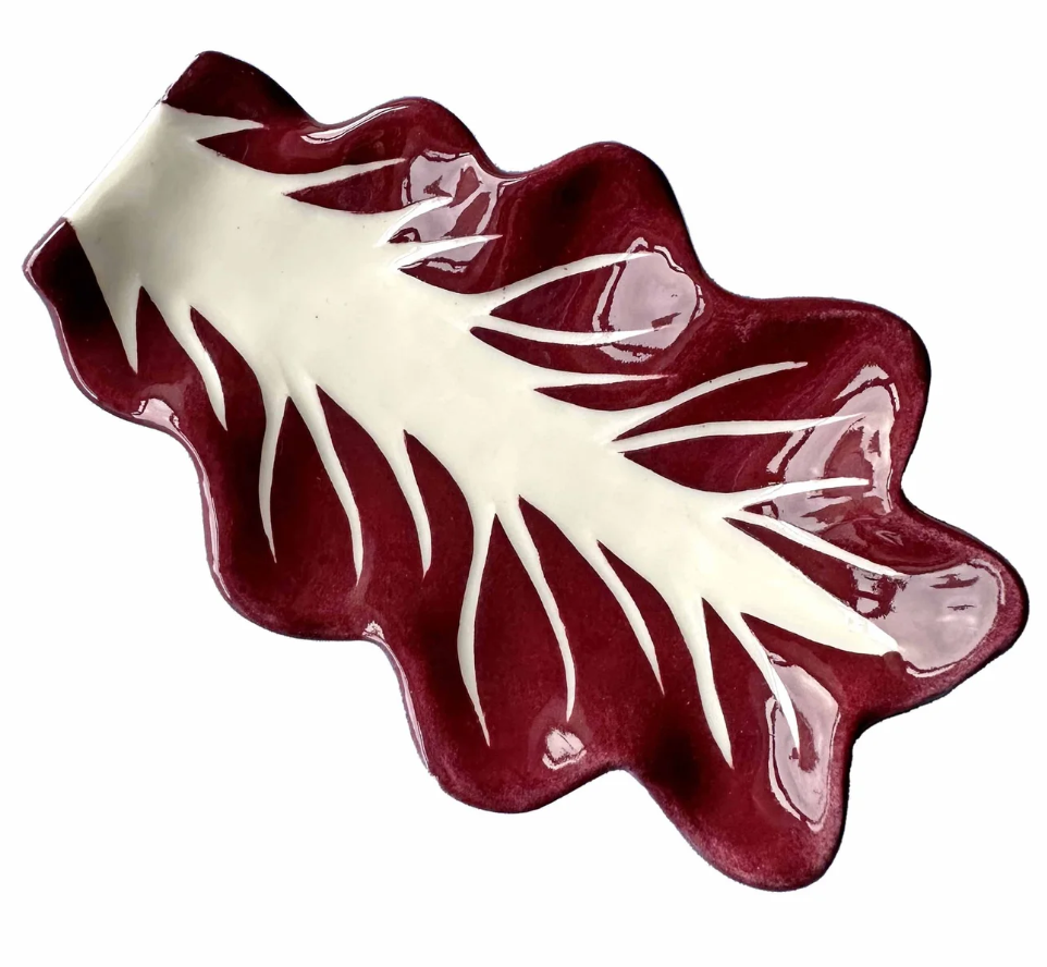 Minnie Mae Studio Radicchio Leaf Dish-Radicchio Red