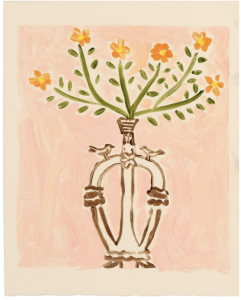 Megan Borah: Vase Girl with Orange Flowers