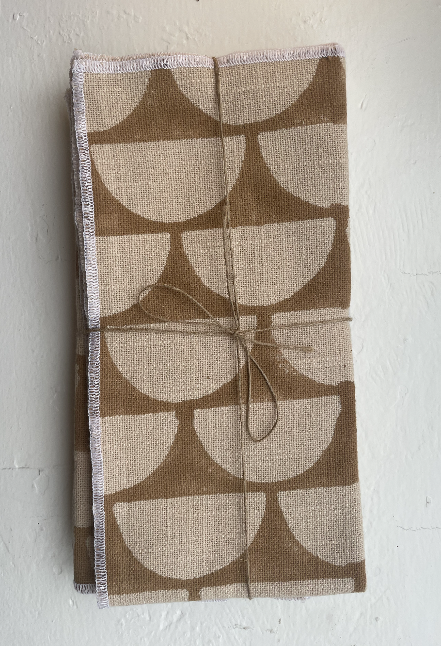 Milun Beige and Tan Half Moon Napkins  Set of 4