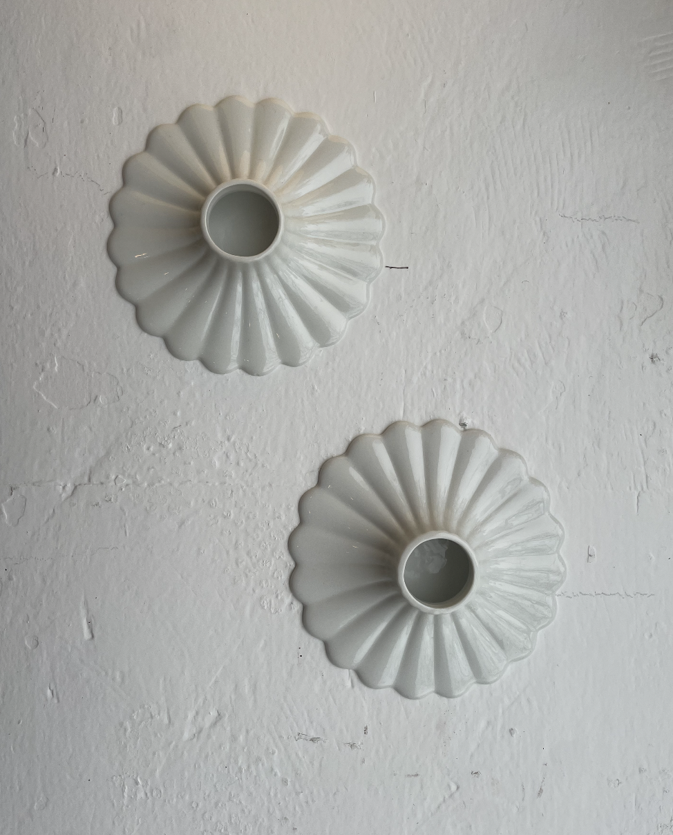 Scalloped candlestick holders- Le Bons Jours