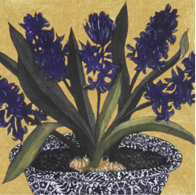 Jean Bardon: Dark Hyacinths with Gold Leaf