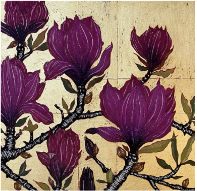 Jean Bardon: Dark Magnolia with Gold Leaf