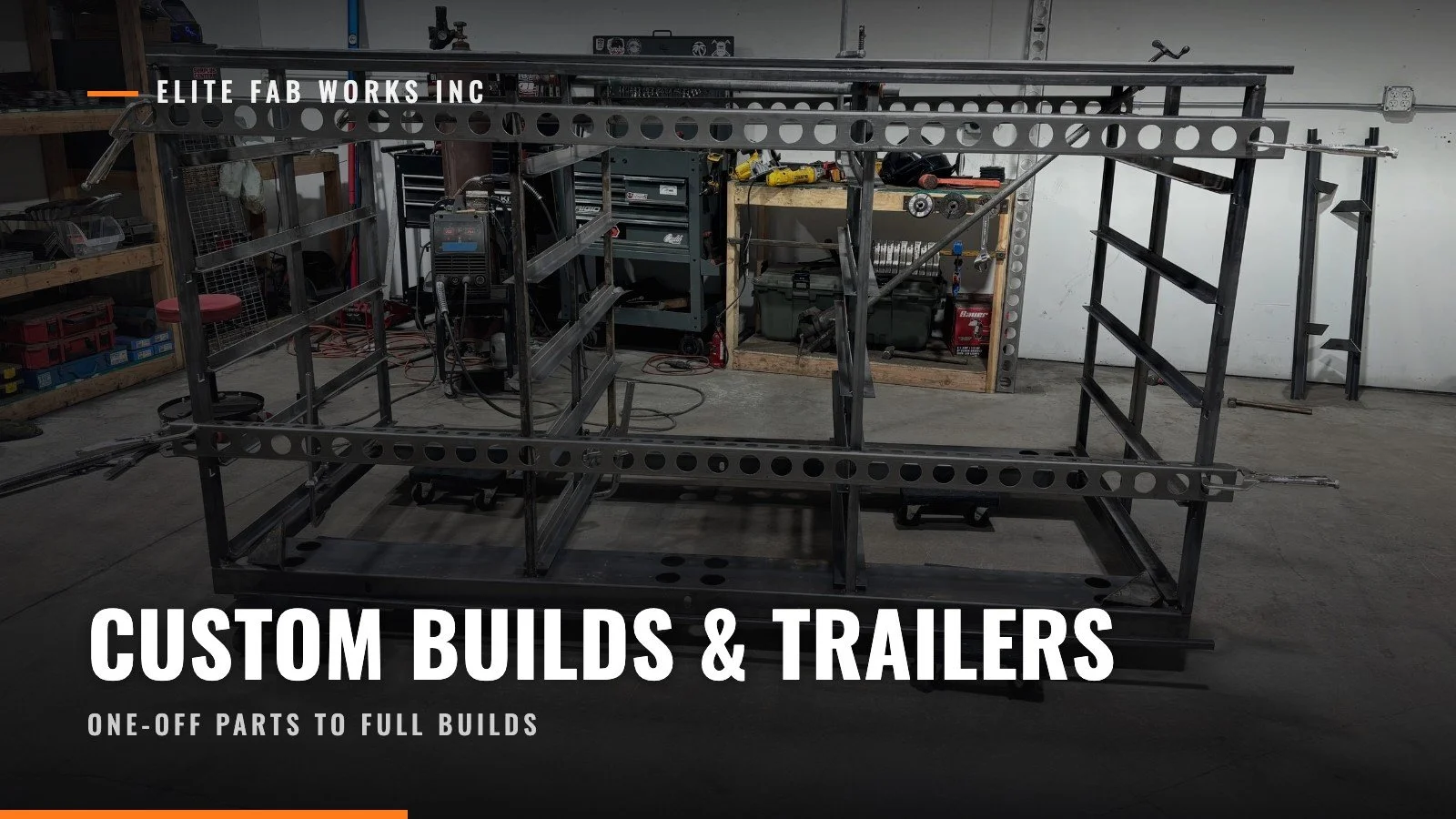 Custom steel frame fabricated in the Elite Fab Works shop