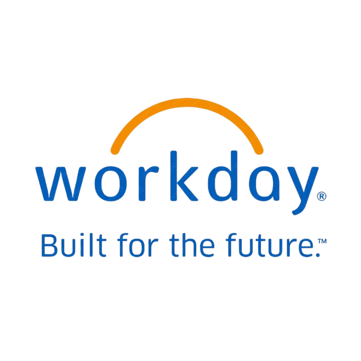 Colorful logo with the words 'workday' and 'Build for the future' beneath a semi-circular rainbow arc.