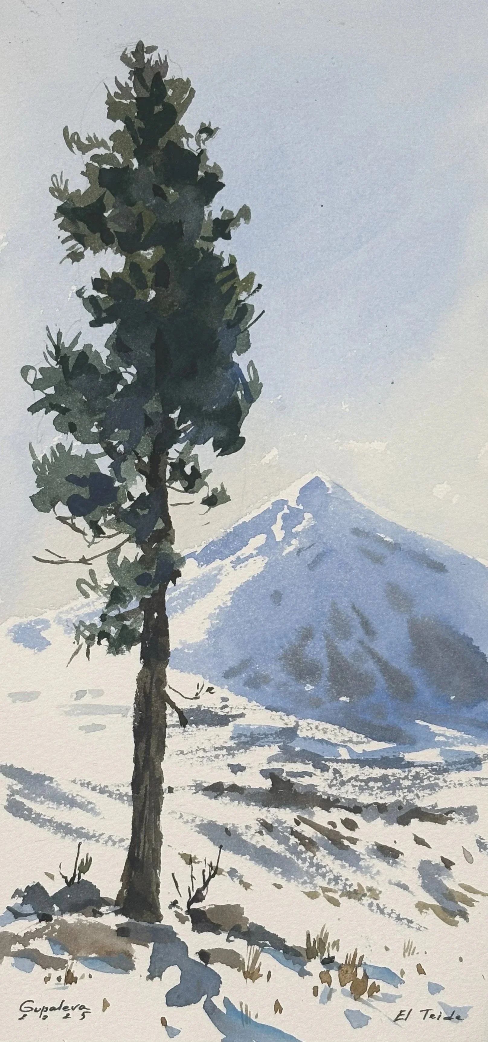 “El Teide nevado” 2025 
29x14cm. 
PRECIO: €150