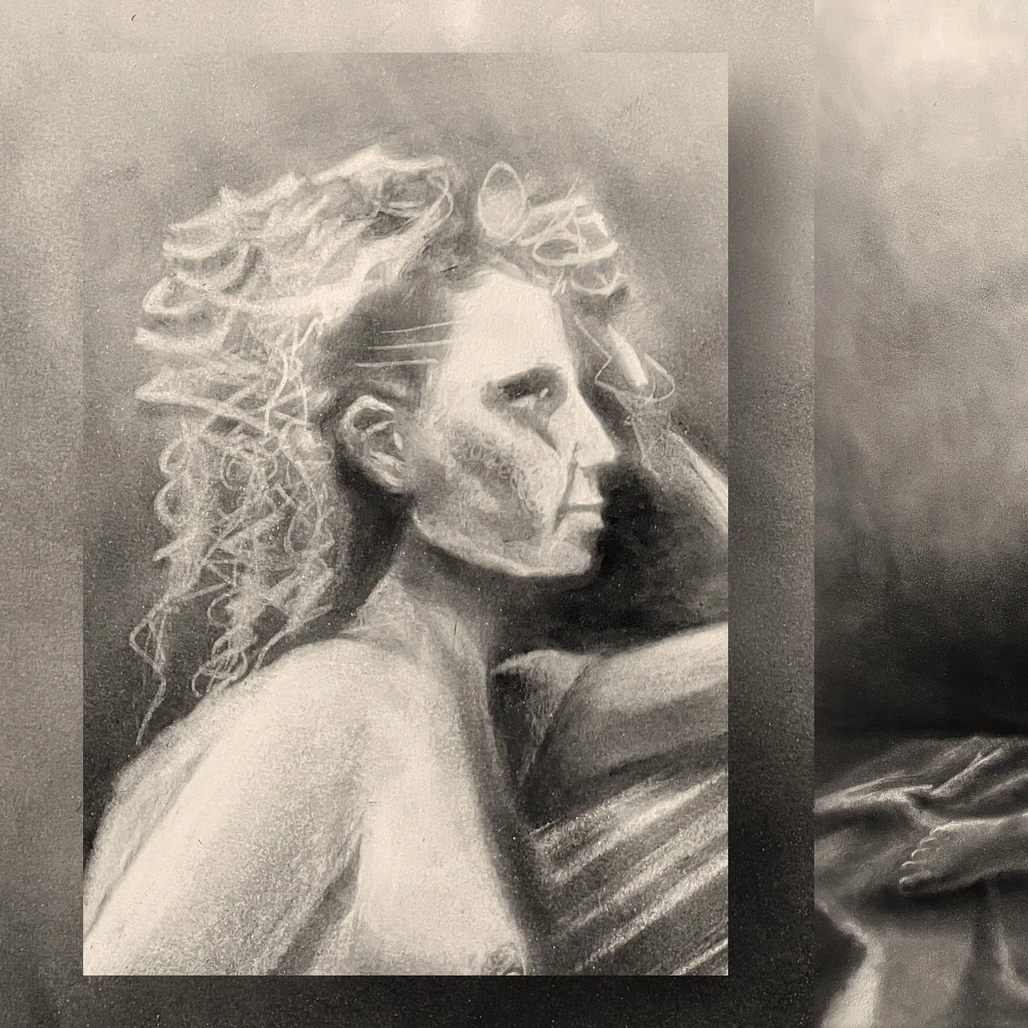 Calling it for this one. There are a lot of details that I could keep exploring. But I worry it will take away from the expressive nature of the piece.

What do you think of the eyes? Coz I love how they turned out. ☺️

#charcoal #pastel #panpastel #