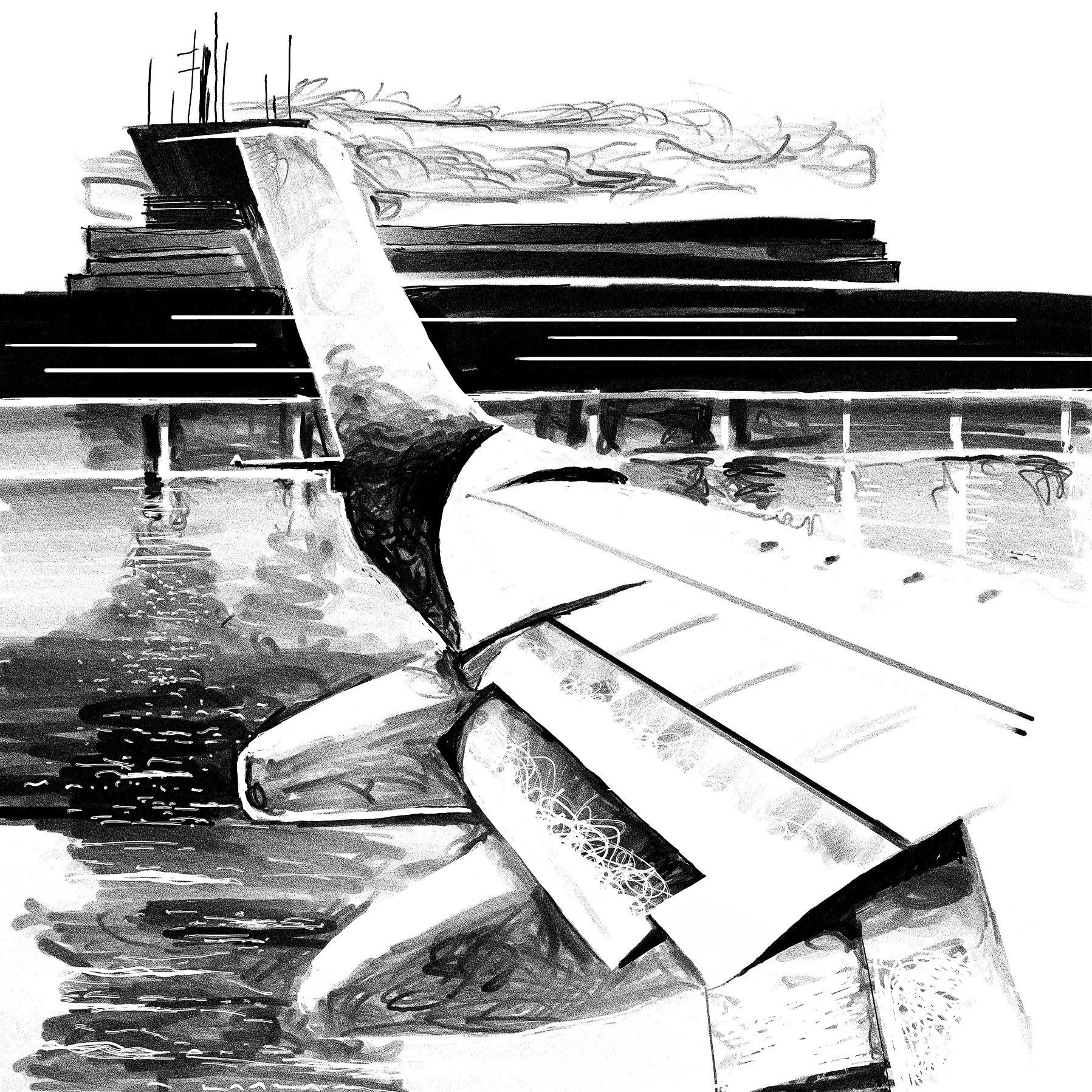 Airport Scenes: JFK, Wingtip in Rain