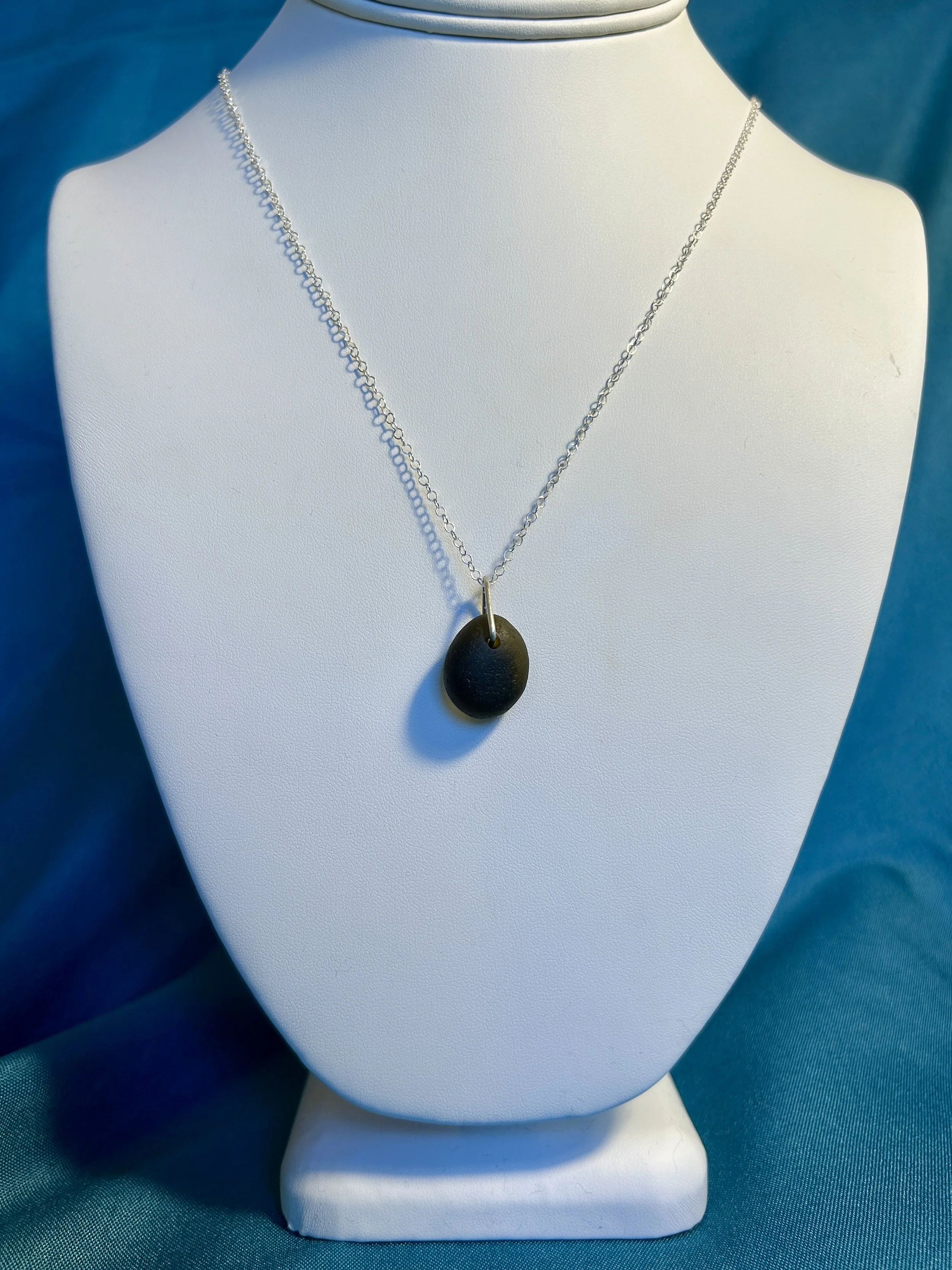 Olive sea glass pendant