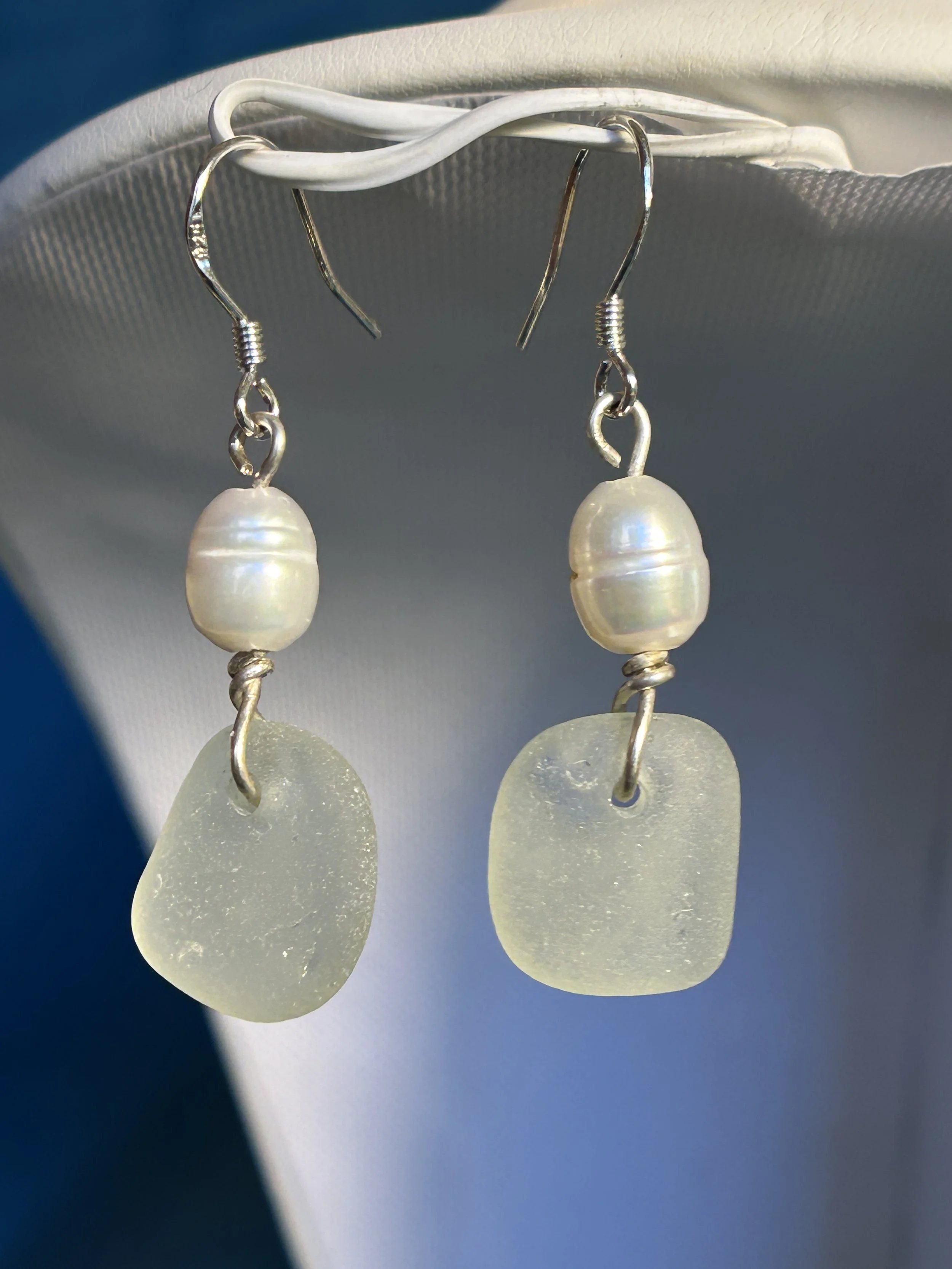 Aqua and pearl earrings 2