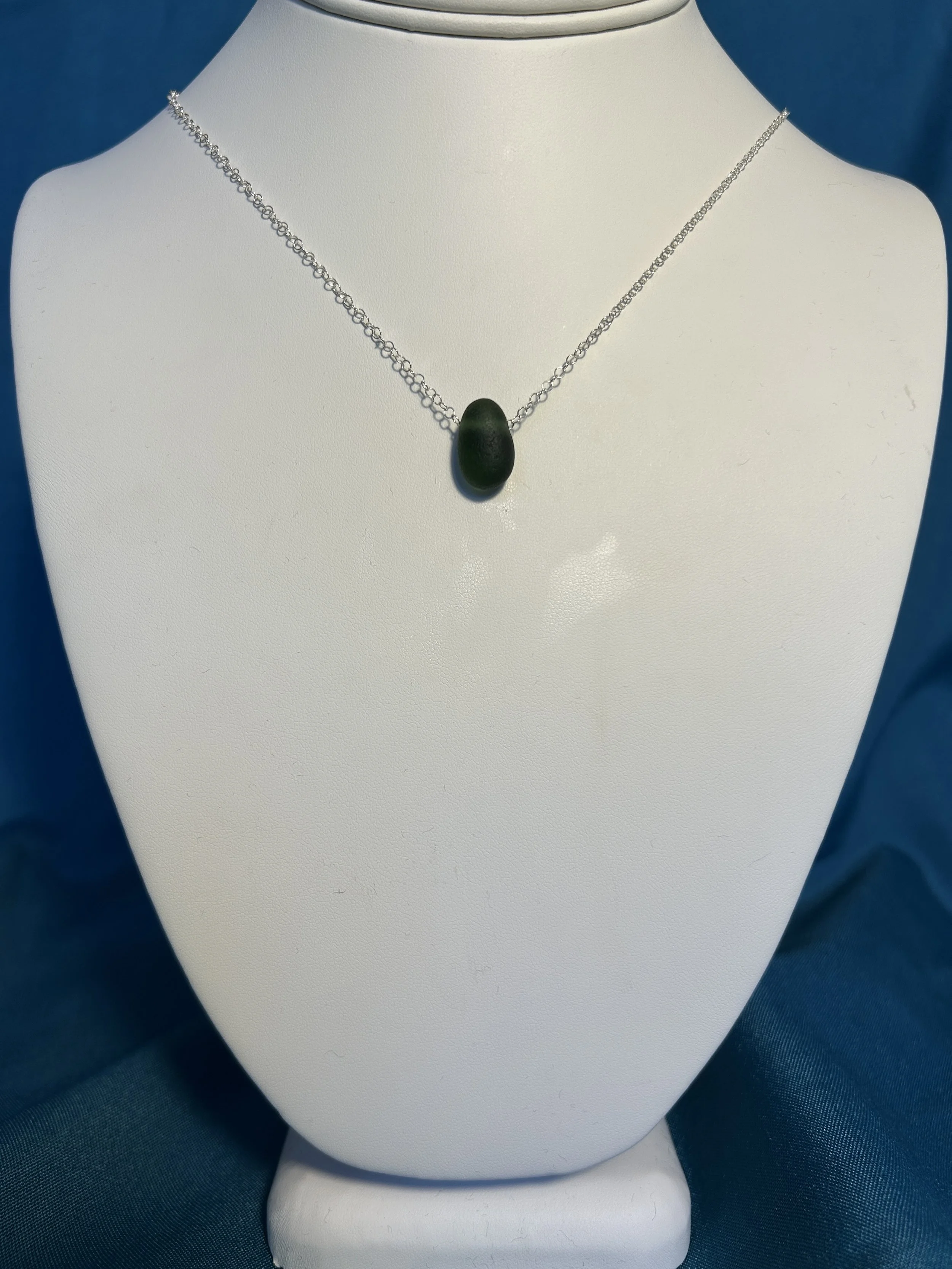 Green sea glass necklace