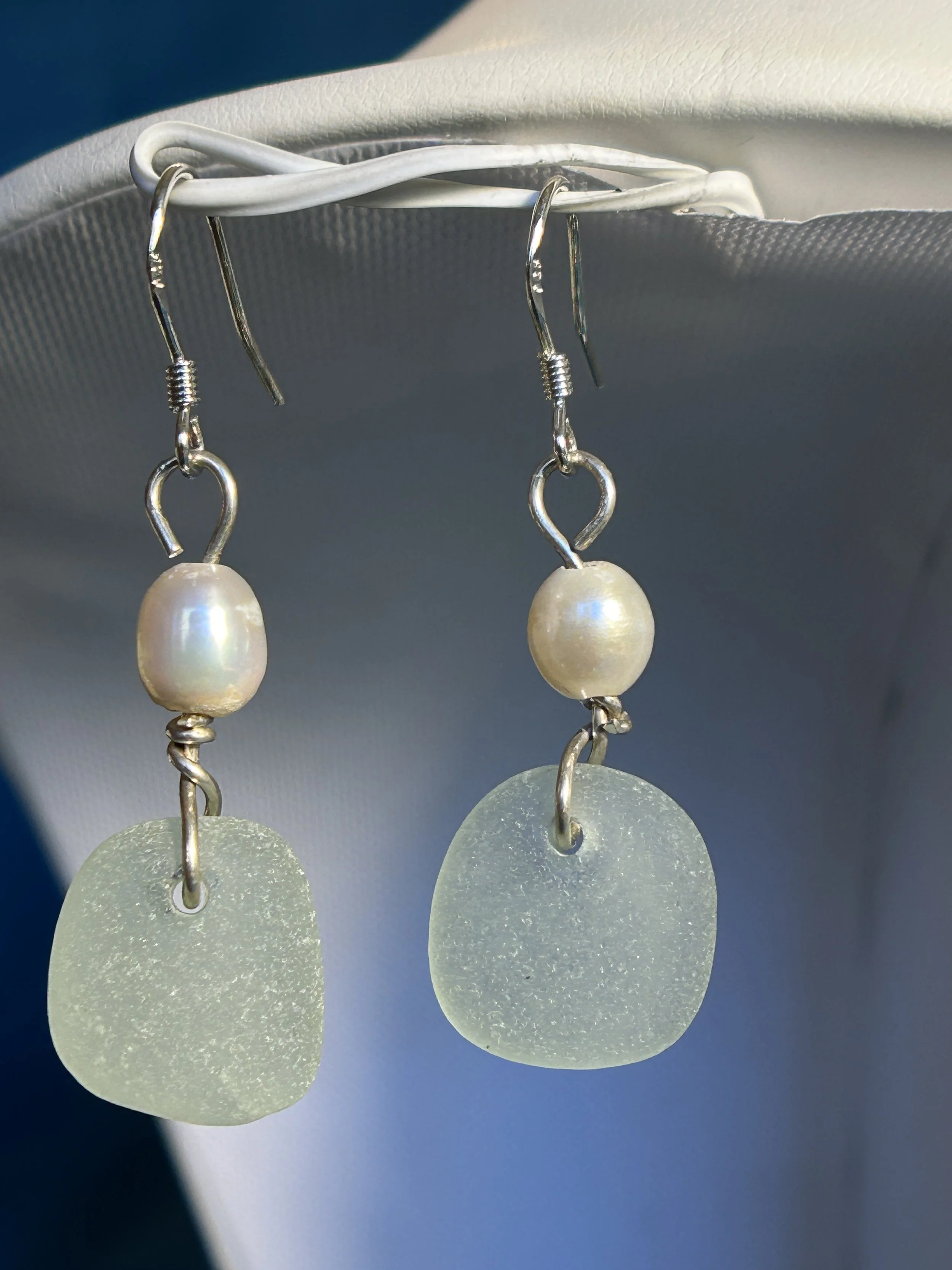 Aqua and pearl earrings 3