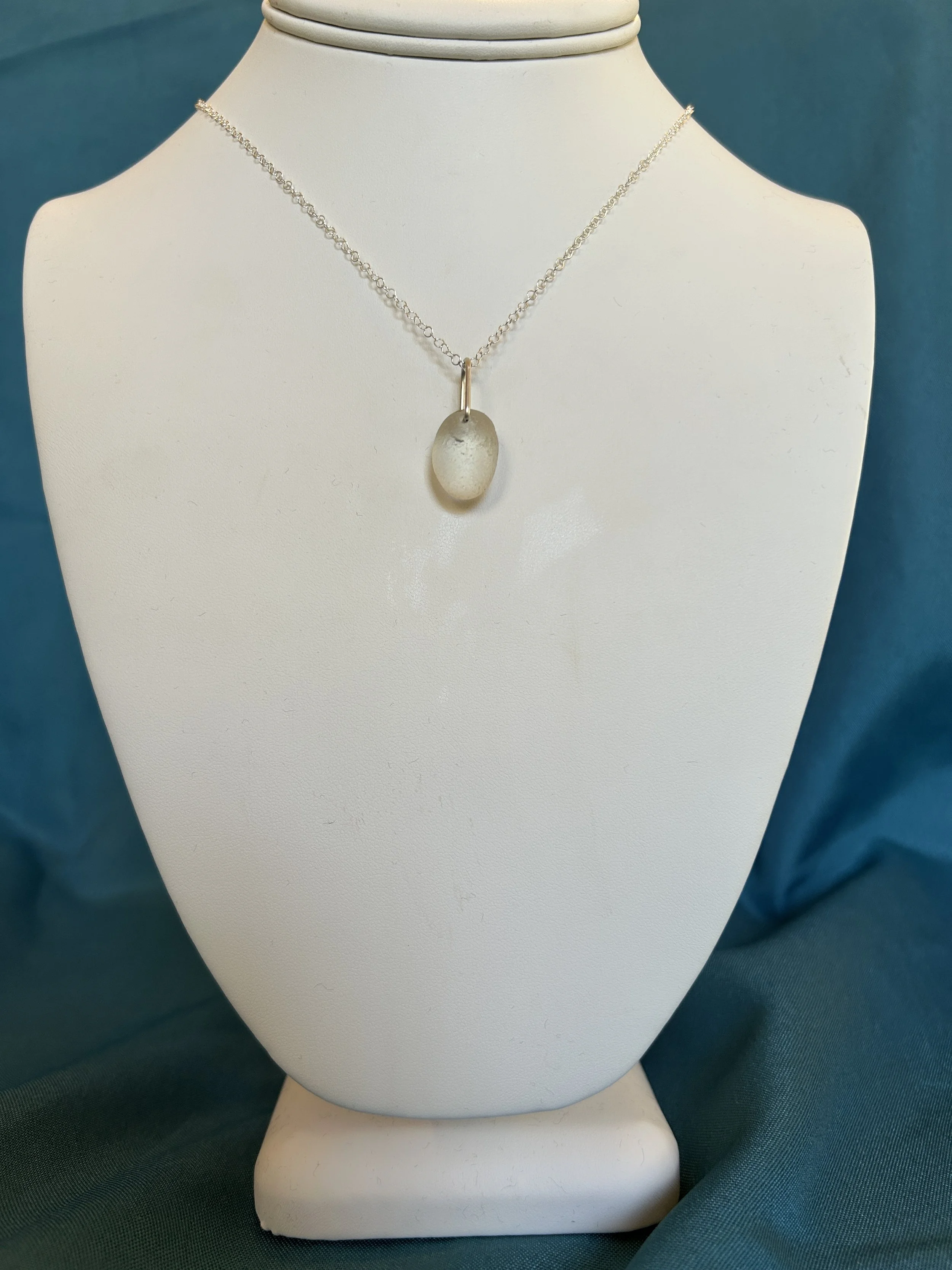 Clear sea glass pendant